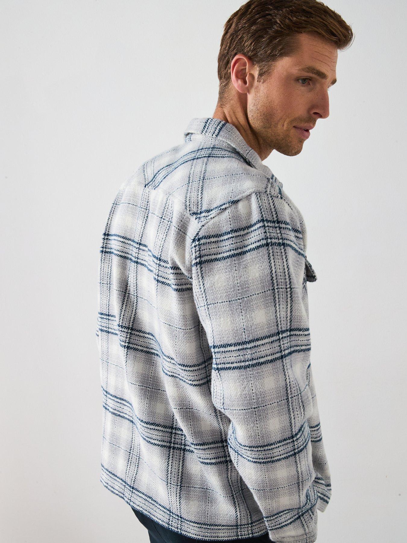 Image 6 of 6 of Very Man Check Zip Shacket - Blue