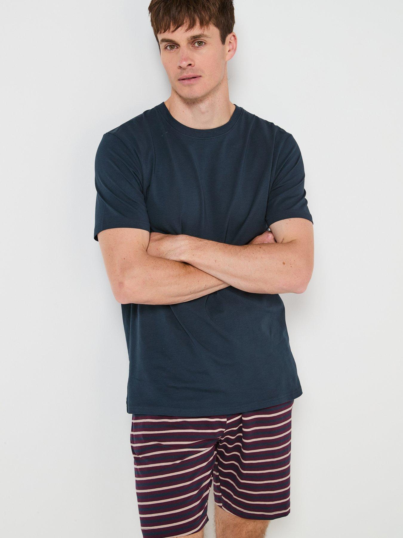 very-man-striped-t-shirt-and-short-pj-set-burgundynavyoutfit