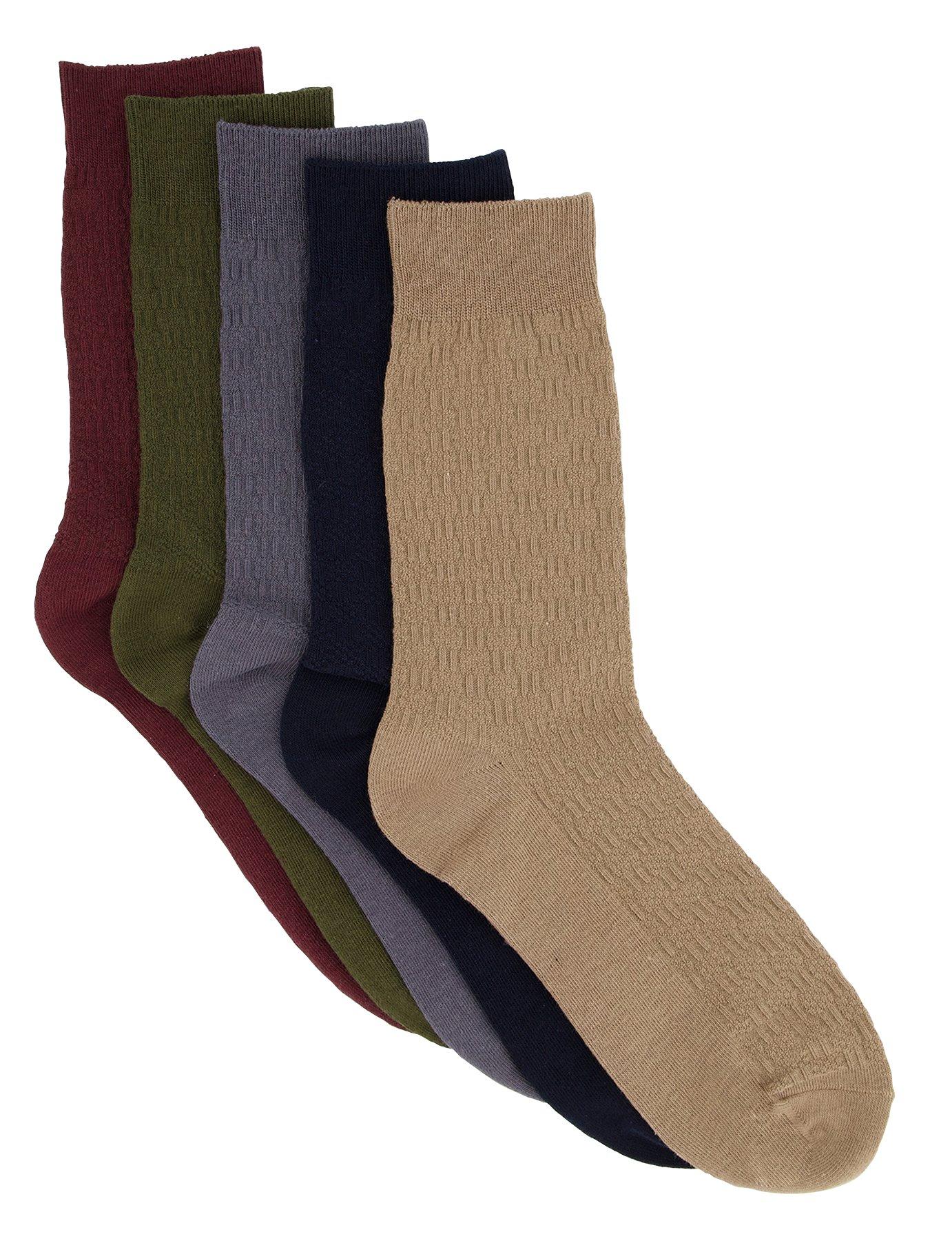 Very Man 5 Pack Assorted Socks - Black/White/Charcoal/Burgundy/Khaki - Multi