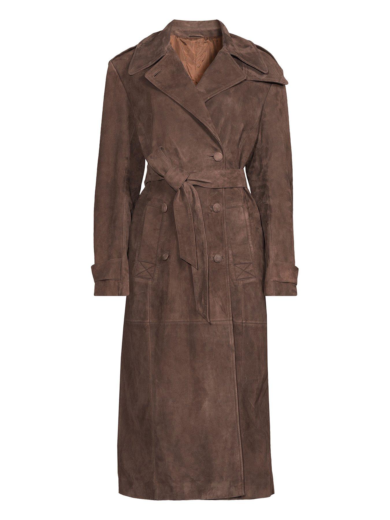 michelle-keegan-real-suede-trench-coat-browndetail