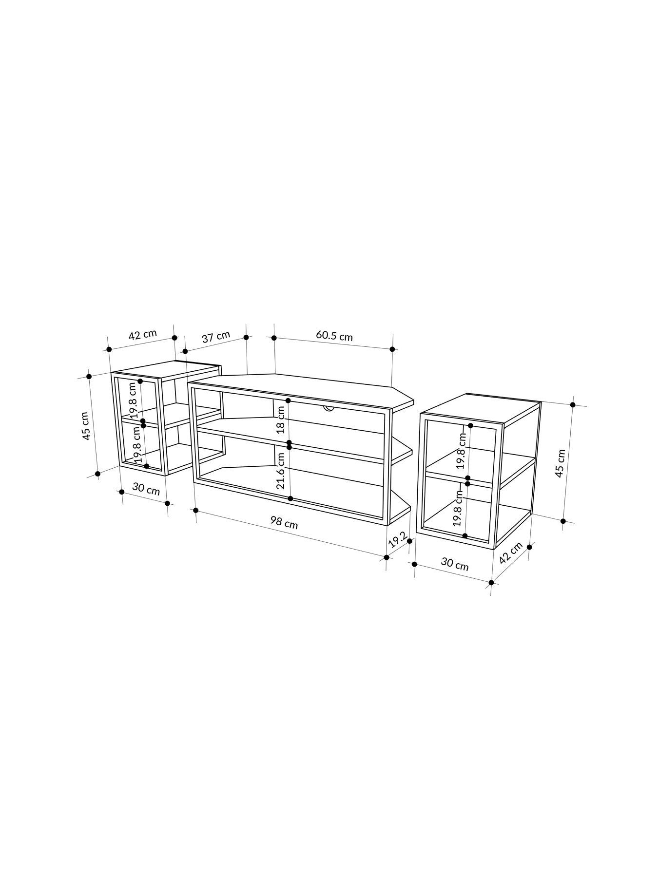 Image 5 of 7 of Decortie Echo Tv Stand & Side Tables Set - Mocha