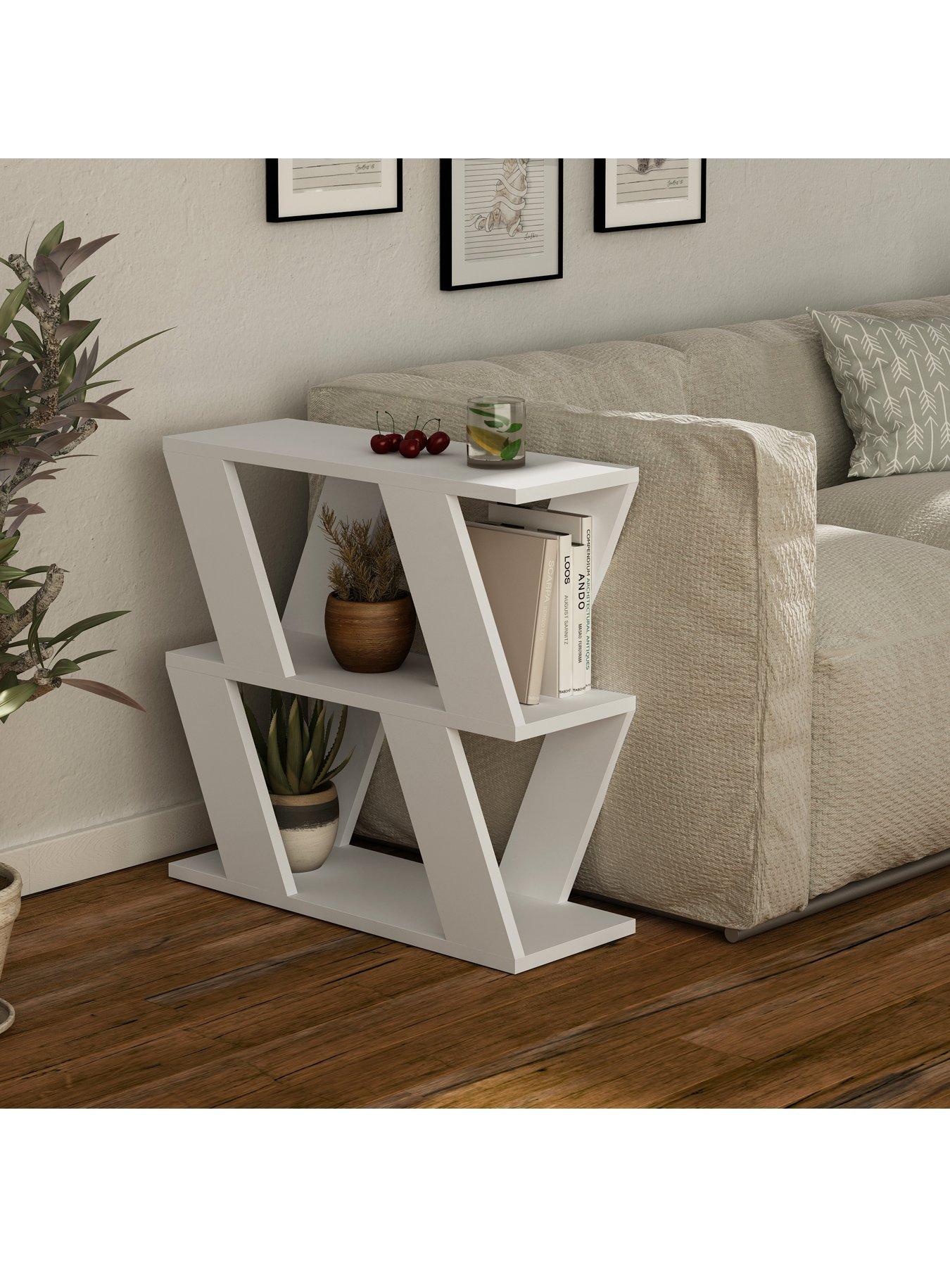 Image 3 of 7 of Decortie Lazena Sofa Side Table - White