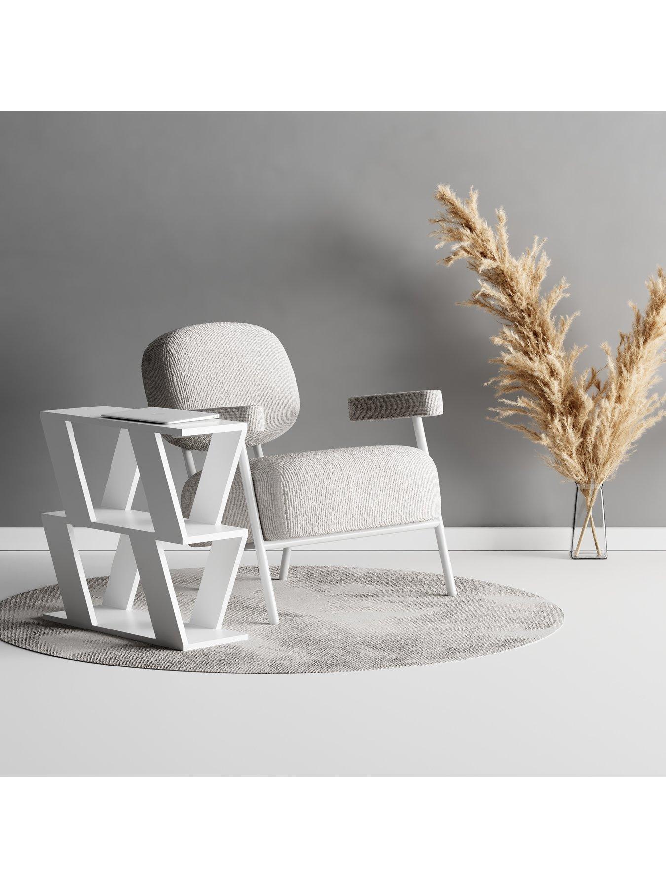 Image 5 of 7 of Decortie Lazena Sofa Side Table - White