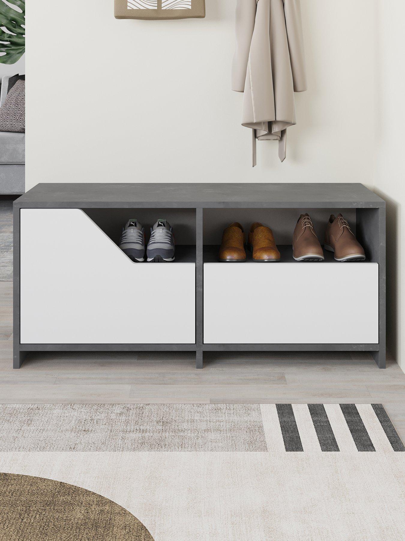 Image of Decortie Nexus  Shoe Storage Bench - Grey/white