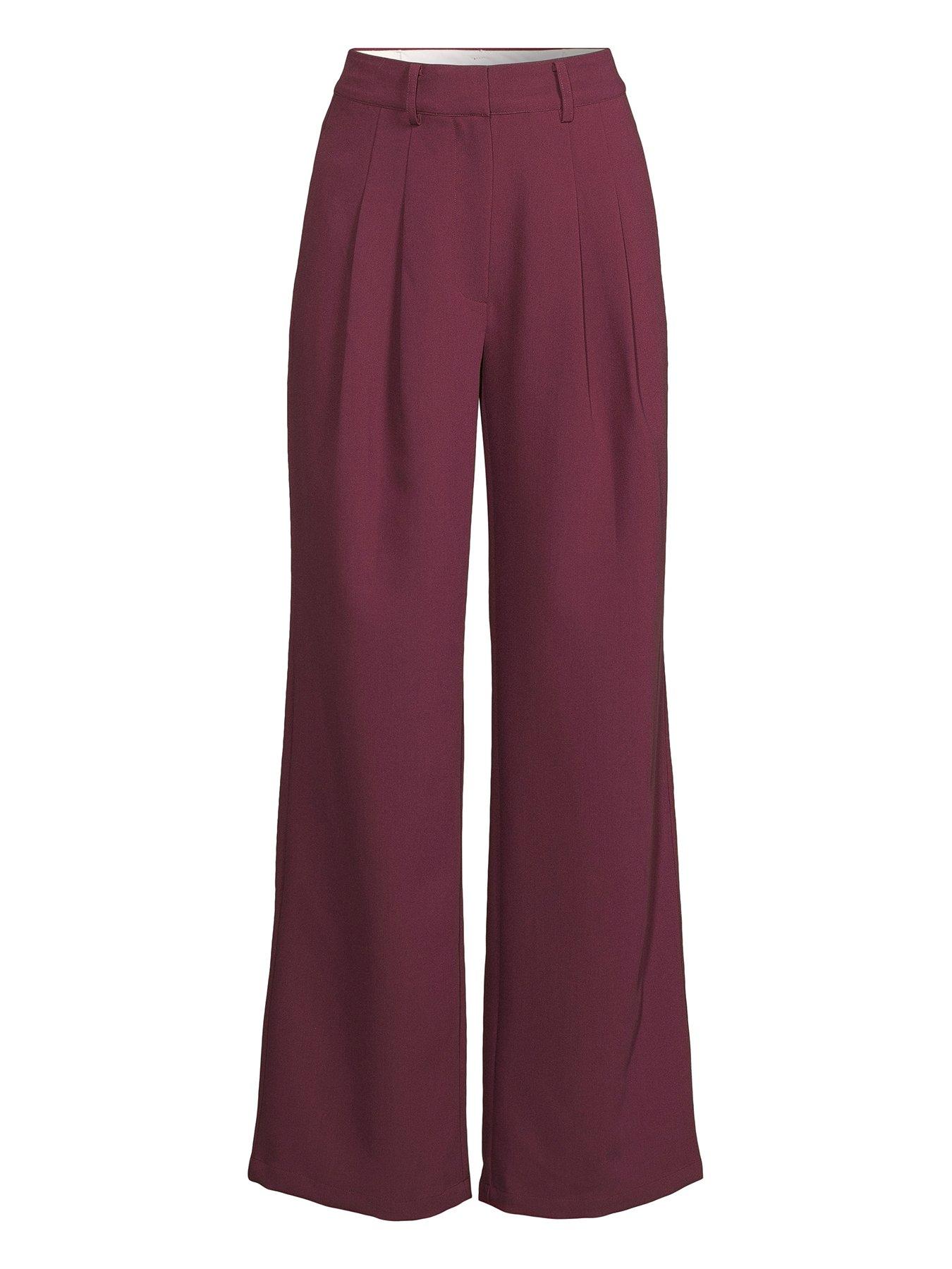 Image 3 of 3 of Michelle Keegan Double Pleat Relaxed Straight Leg Trousers - Purple