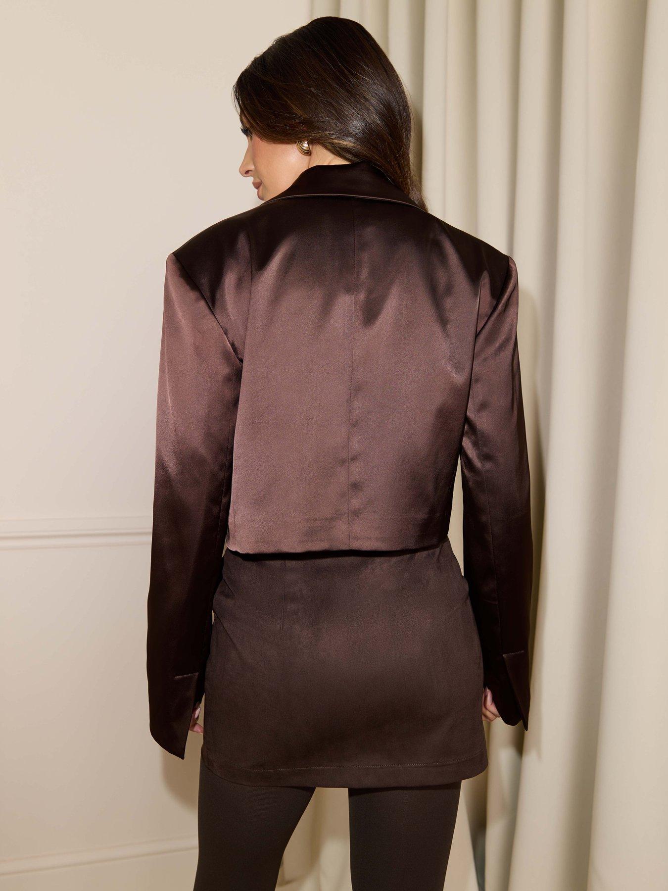 michelle-keegan-structure-satin-cropped-jacket-brownstillFront