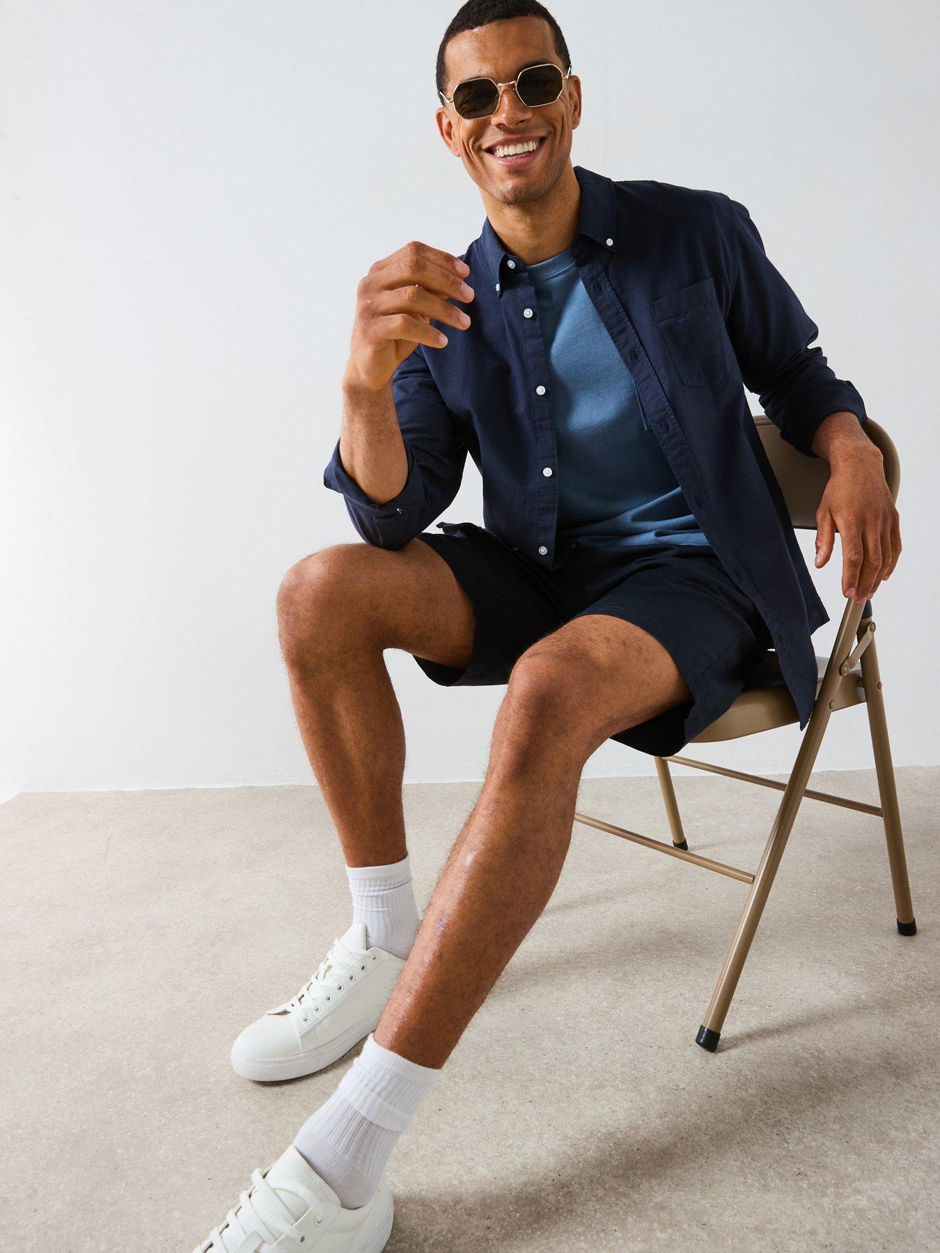 very-man-lyocell-blend-shorts-navyoutfit