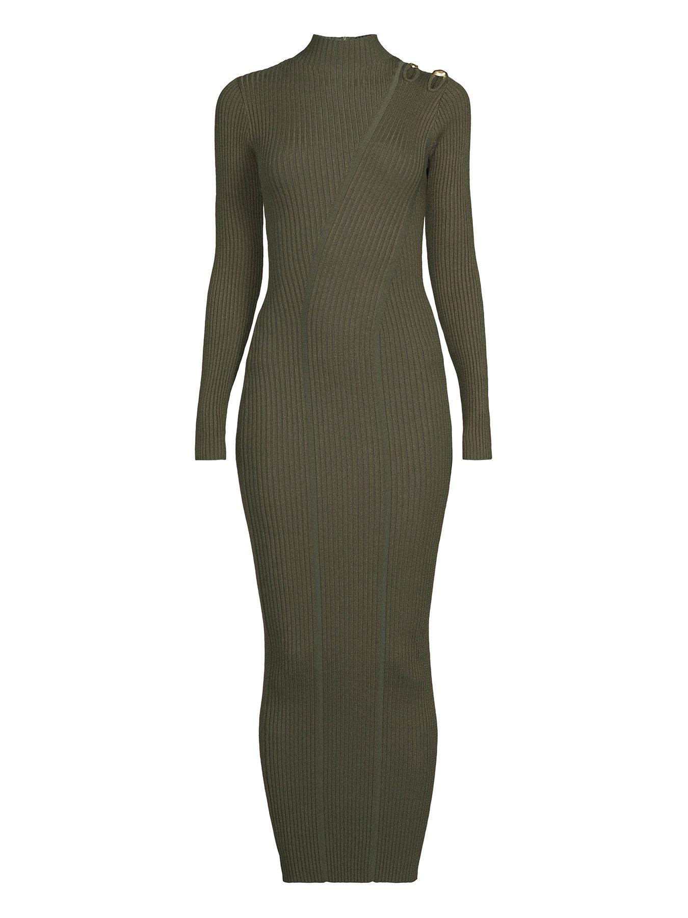 solid rib-knit bodycon dress Solid Rib Knit Scoop Neck Mini Tank Dress