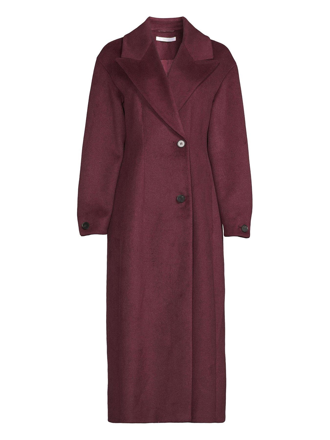 Image 5 of 5 of Michelle Keegan Wool Blend Cocoon Formal Coat - Burgundy