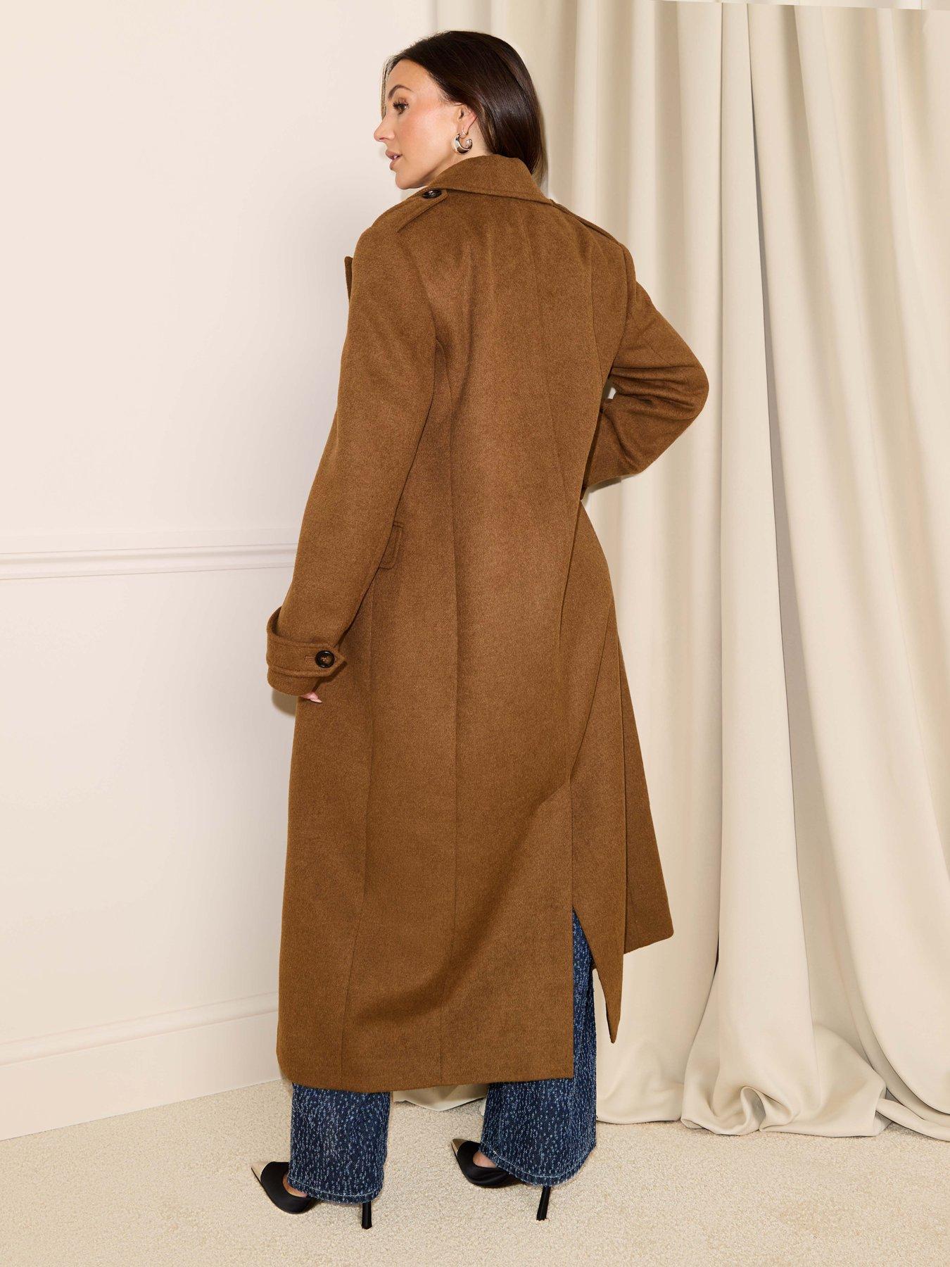 Image 2 of 4 of Michelle Keegan Wool Blend Oversized Formal Coat - Brown