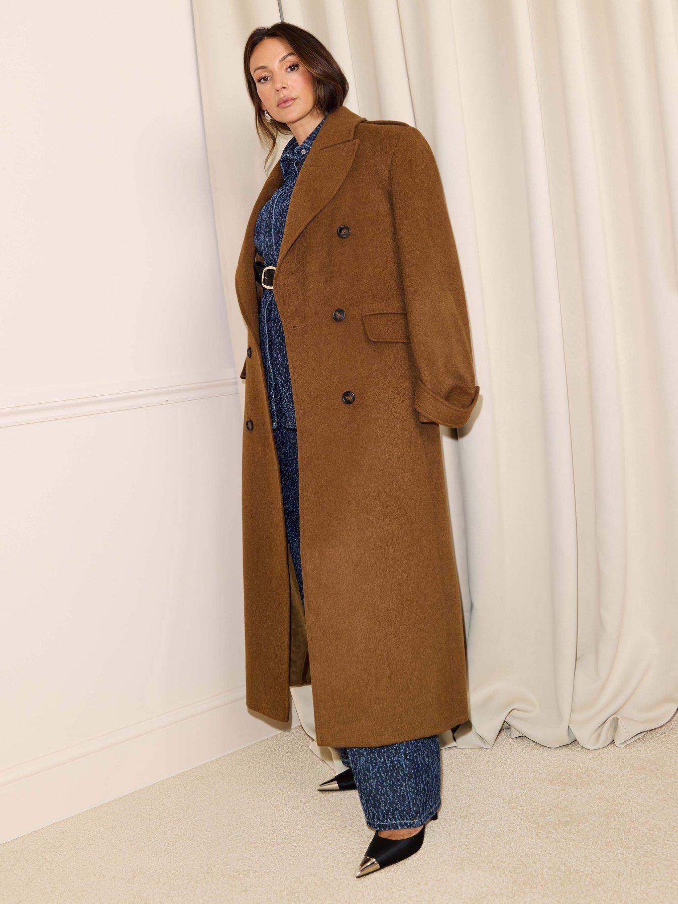 Image 3 of 4 of Michelle Keegan Wool Blend Oversized Formal Coat - Brown