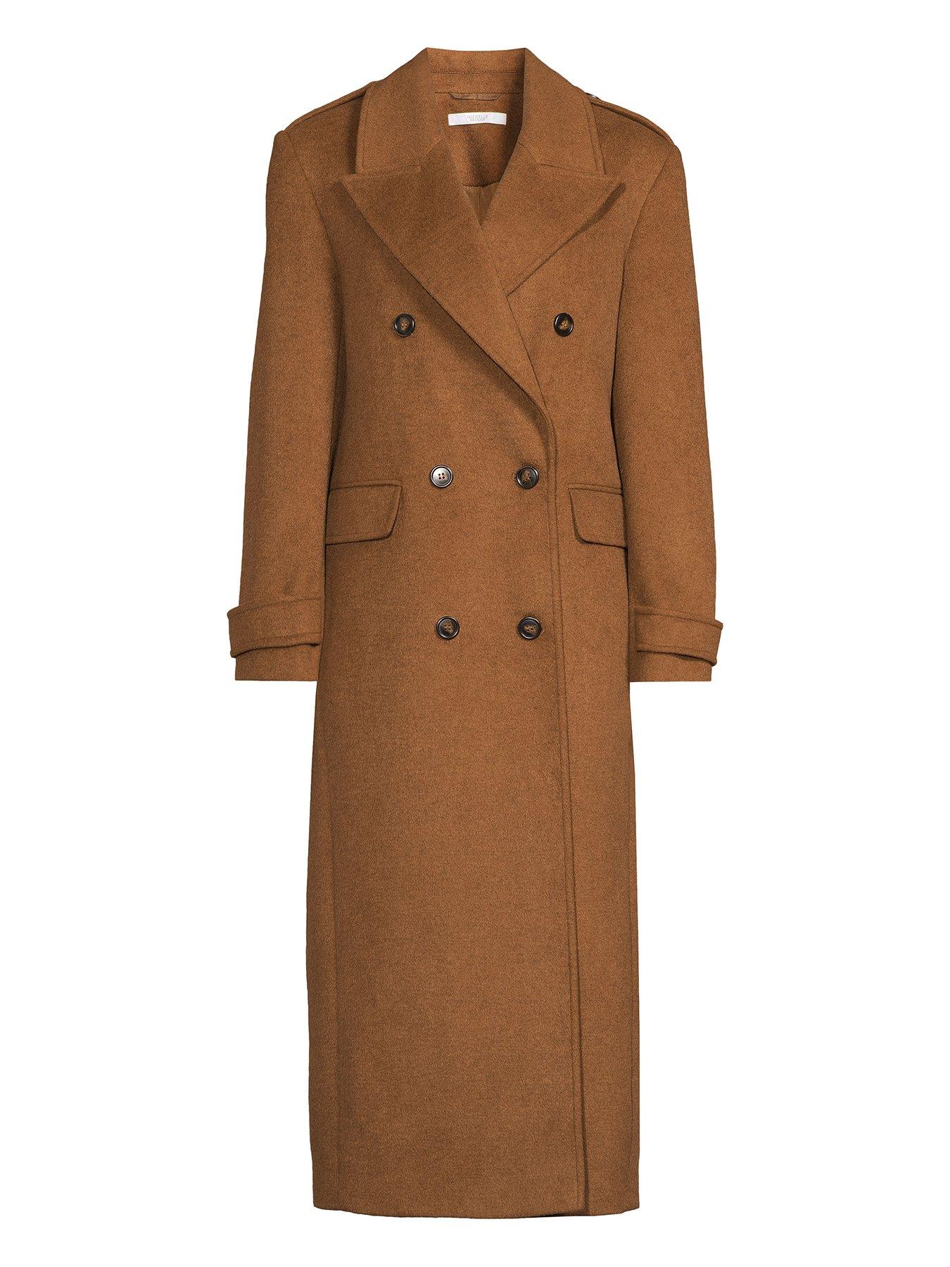 Image 4 of 4 of Michelle Keegan Wool Blend Oversized Formal Coat - Brown