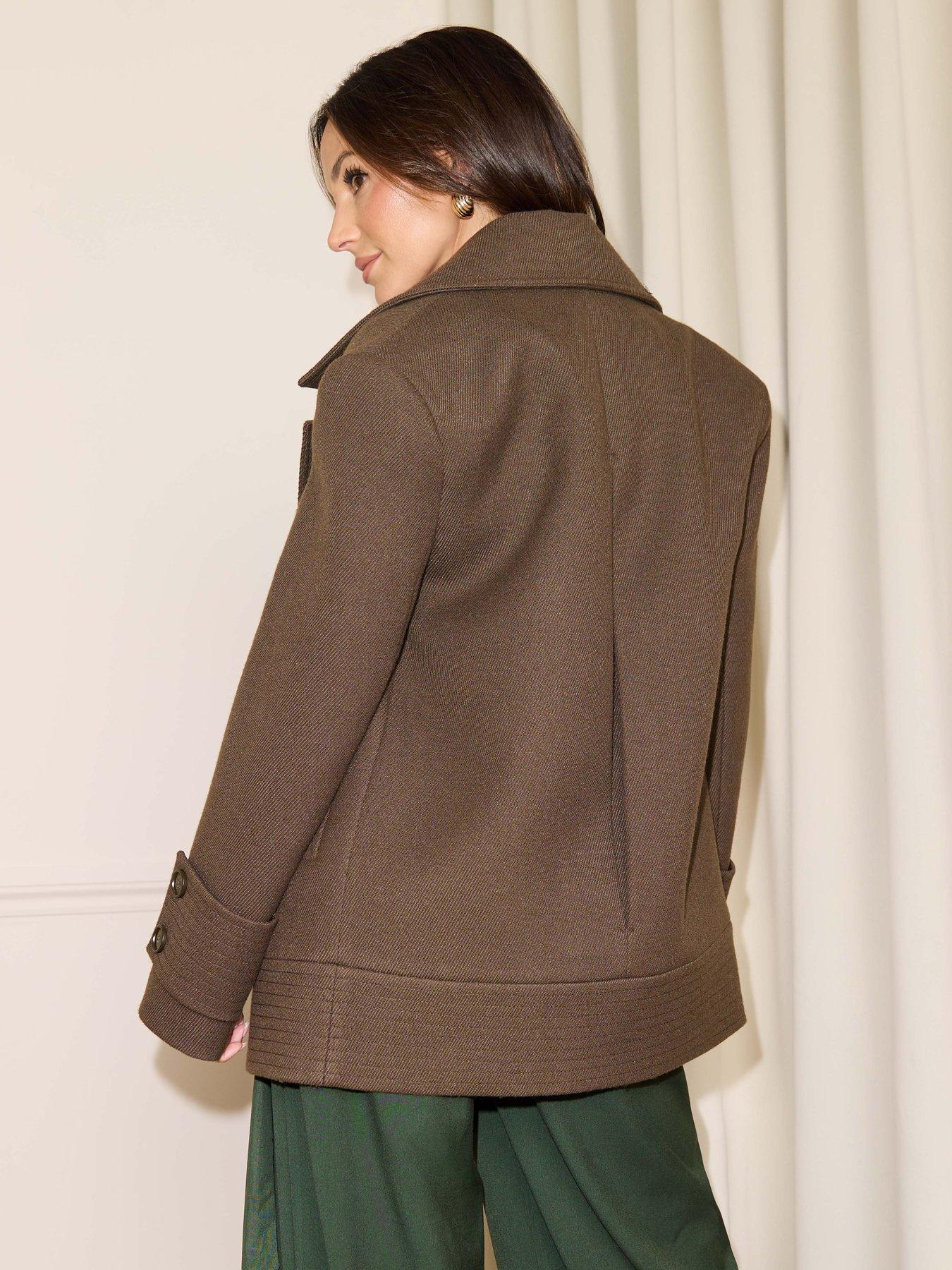 Image 2 of 4 of Michelle Keegan Wool Blend Short Coat - Brown