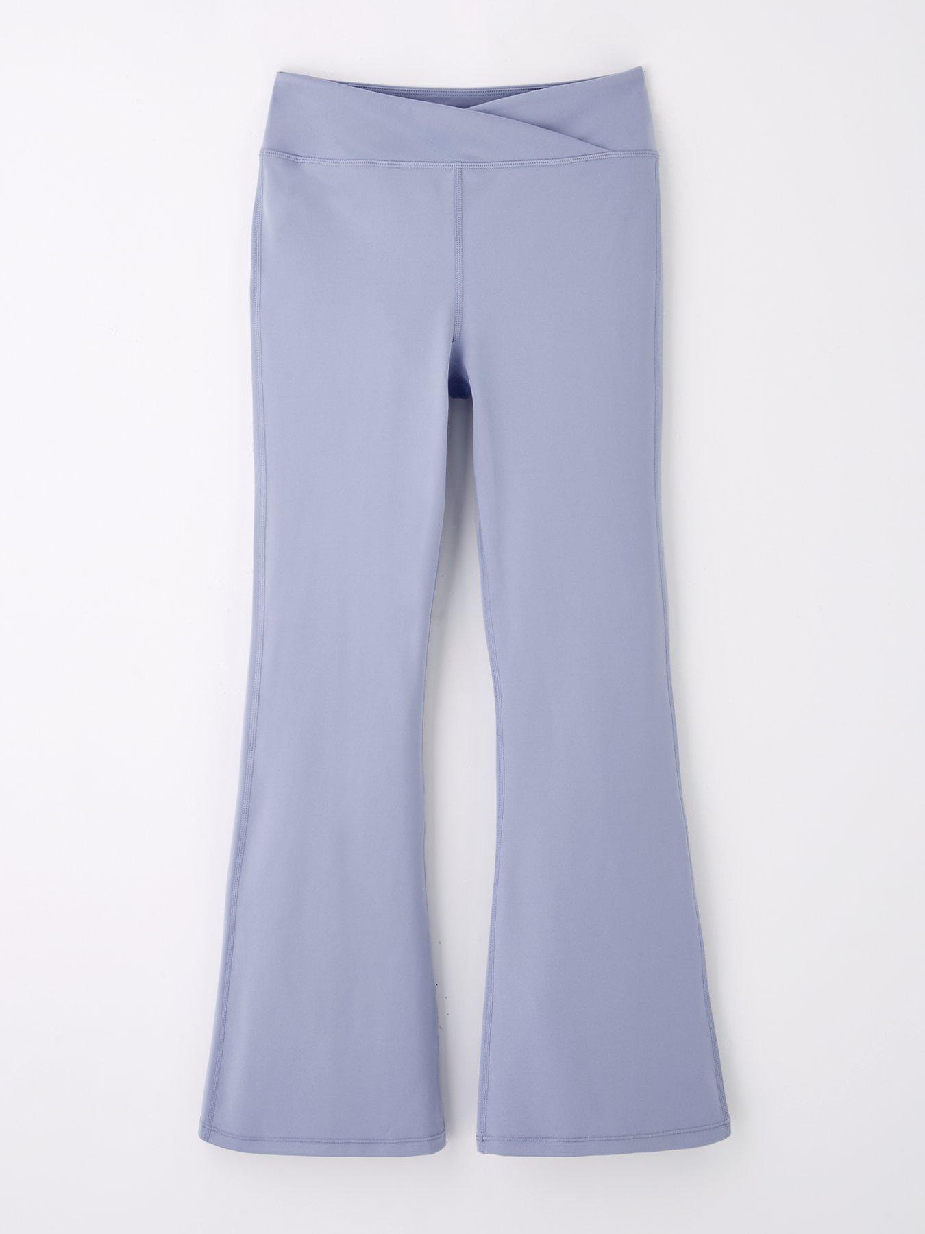 V by Very Girls Seam Detail Flared Leggings - Dusty Blue