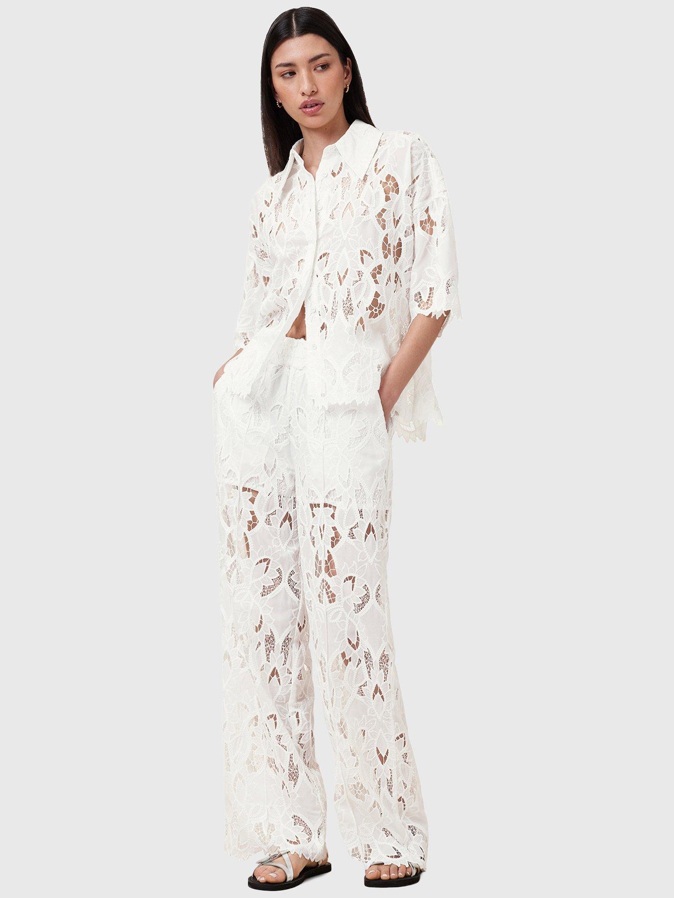 Image 3 of 6 of AllSaints Charli Embroidered Shirt - White
