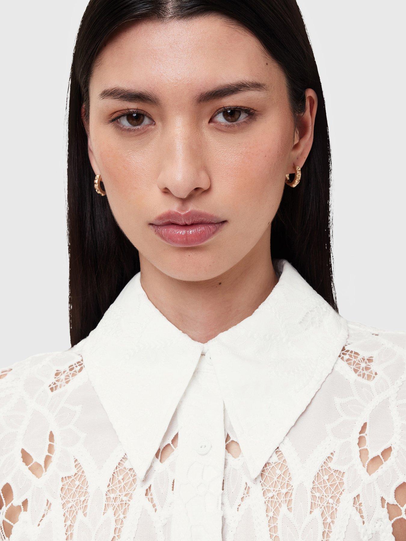 Image 4 of 6 of AllSaints Charli Embroidered Shirt - White
