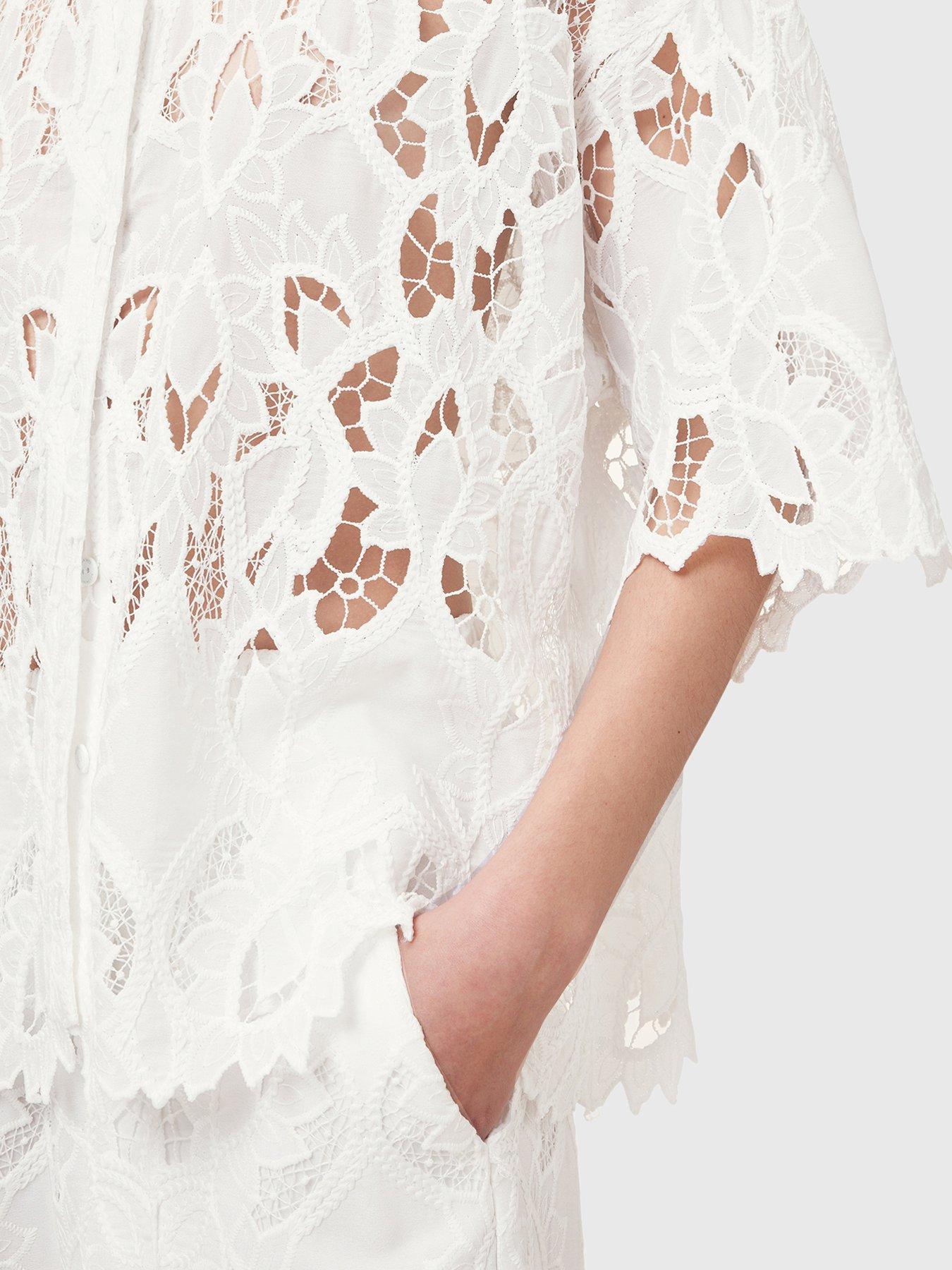 Image 5 of 6 of AllSaints Charli Embroidered Shirt - White