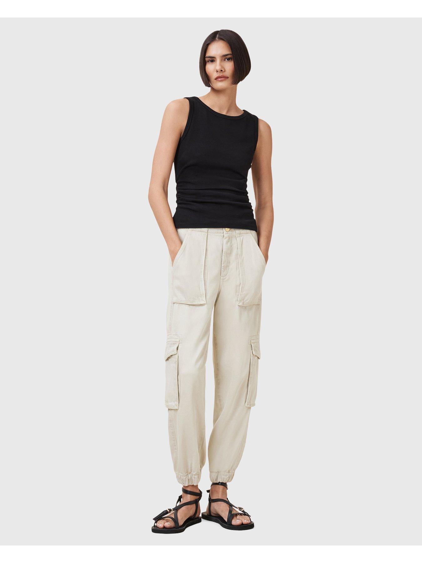 Image 1 of 6 of AllSaints Freda Tencel Trouser - White