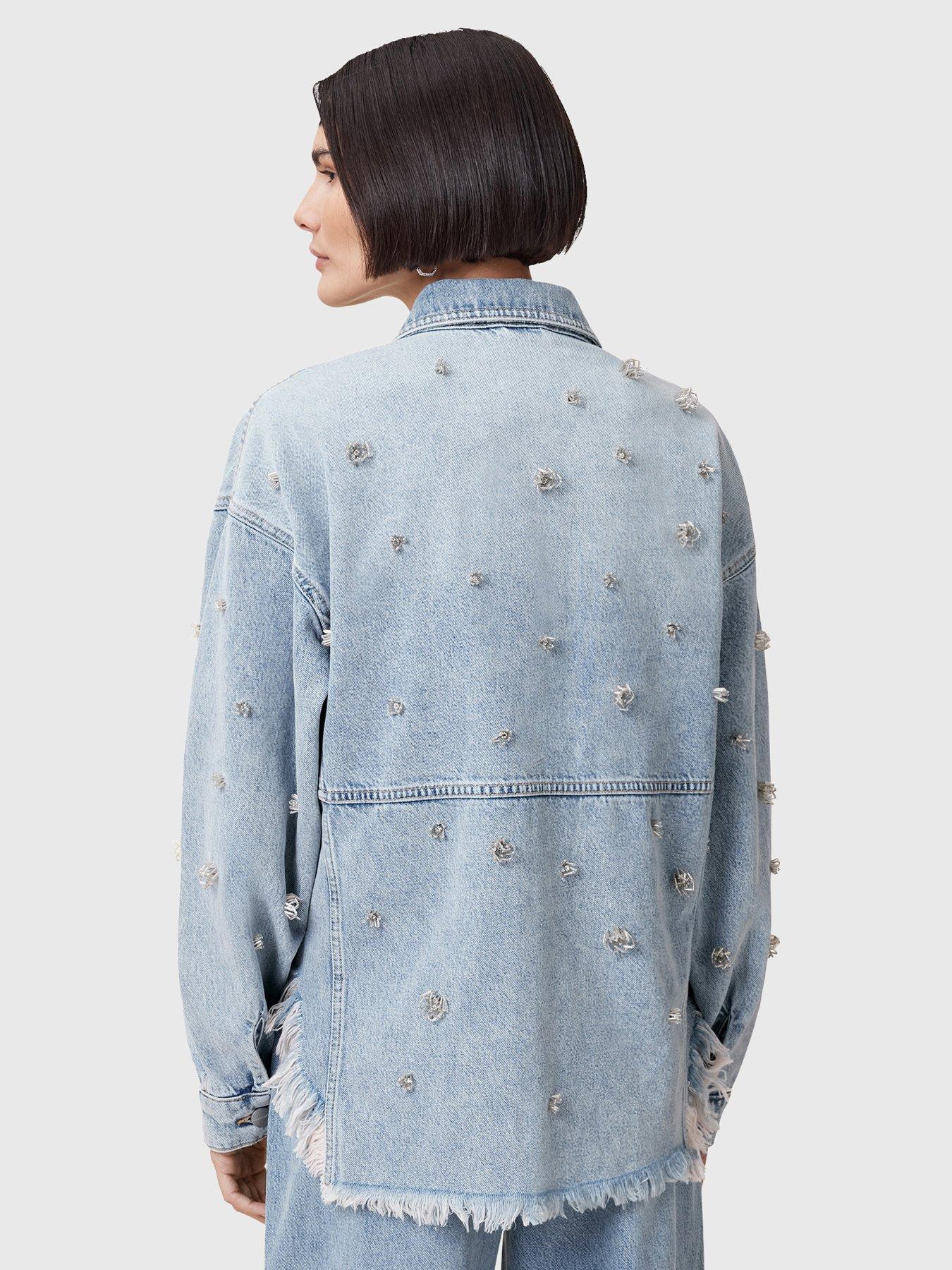 Image 2 of 6 of AllSaints Hettie Embellished Shacket - Blue