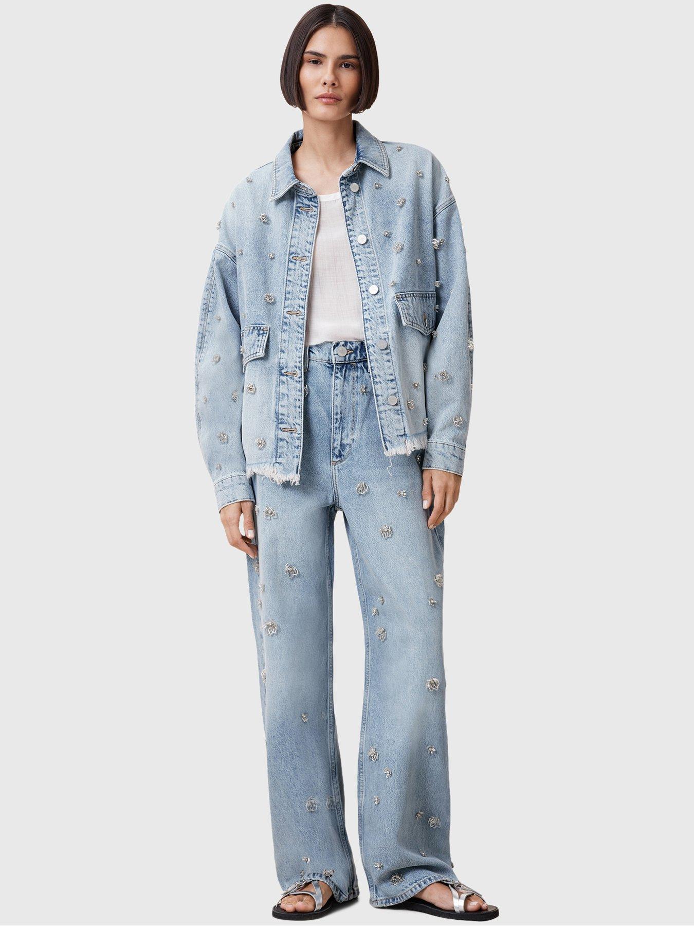 Image 3 of 6 of AllSaints Hettie Embellished Shacket - Blue