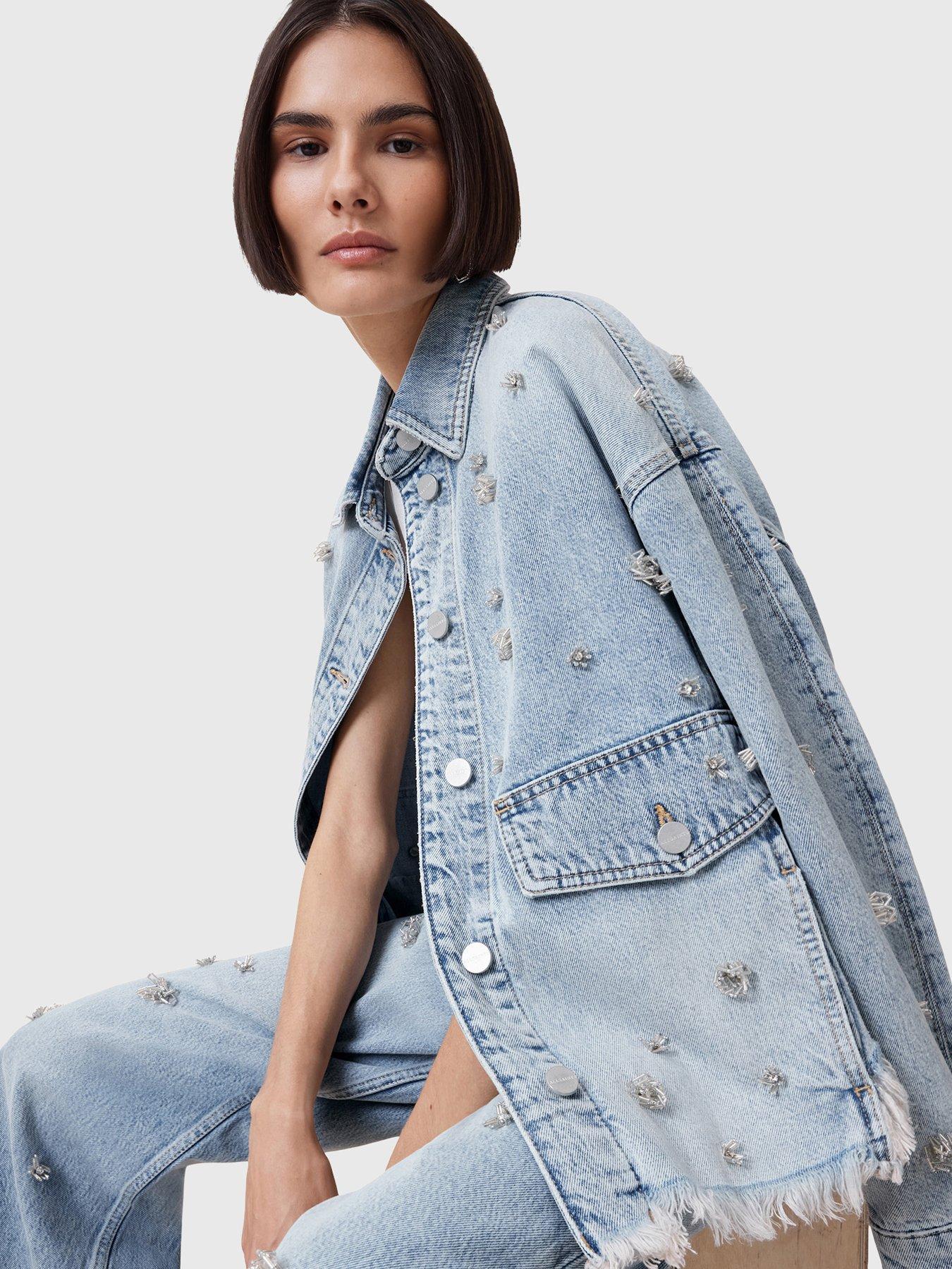 Image 5 of 6 of AllSaints Hettie Embellished Shacket - Blue