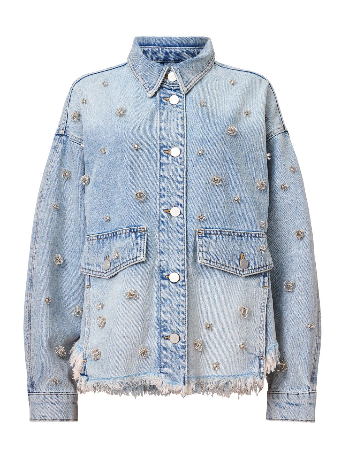 Image 6 of 6 of AllSaints Hettie Embellished Shacket - Blue
