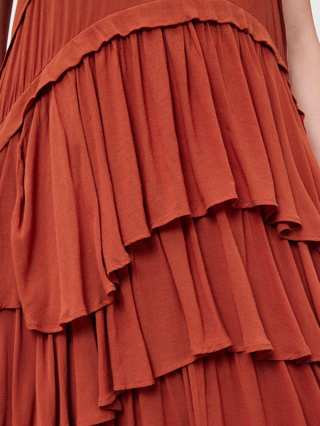 AllSaints Cavarly Tiered Ruffle Maxi Dress - Red | Very Ireland