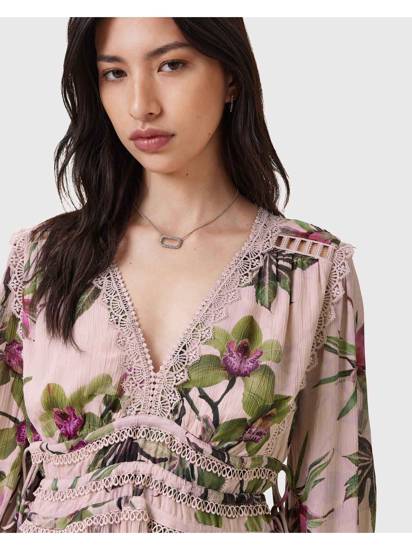 allsaints-xanthe-long-sleeve-mini-dress-pinkoutfit