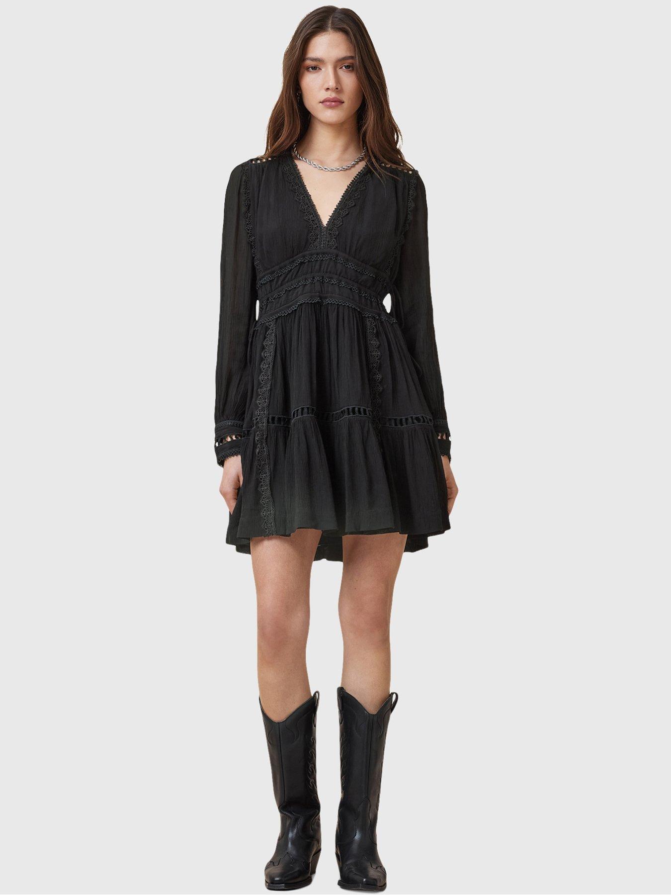 AllSaints Xanthe Long Sleeve Mini Dress - Black