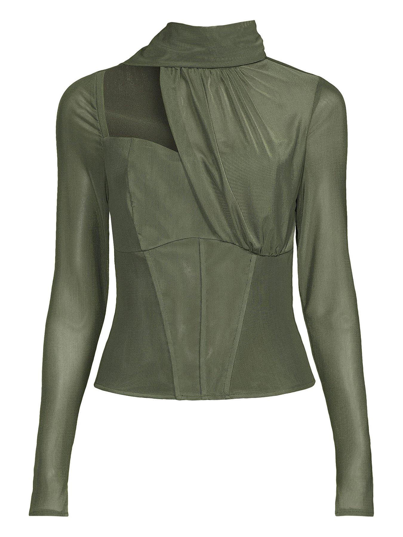 michelle-keegan-tie-neck-corset-top-greendetail