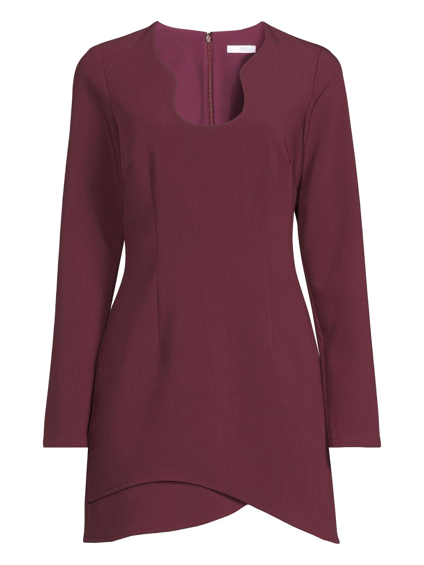 Image 4 of 4 of Michelle Keegan Sculpted Mini Dress - Burgundy