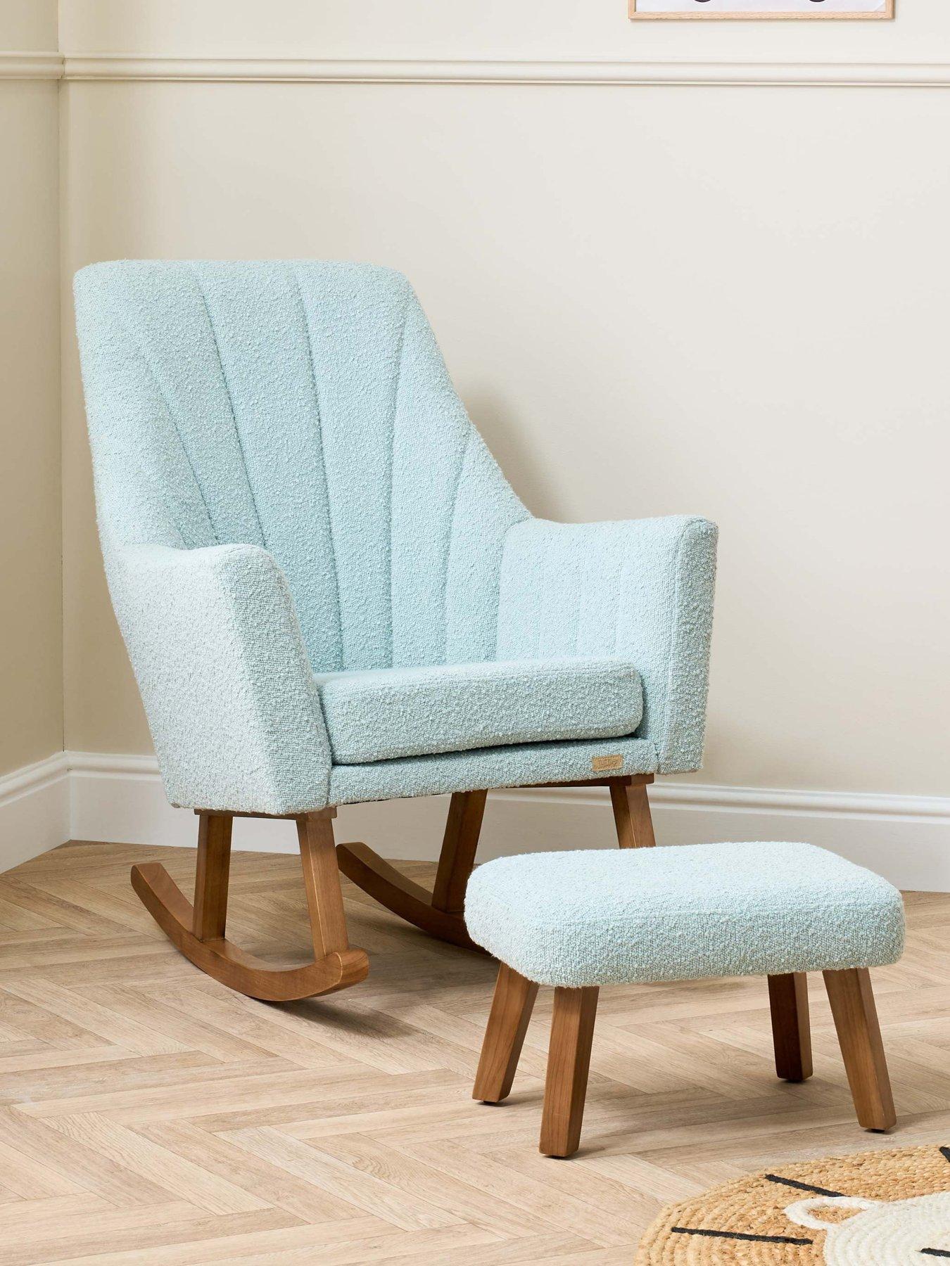 Tutti Bambini Jonah Luxe Rocking Chair Foot Stool Boucle Ocean - Main Image