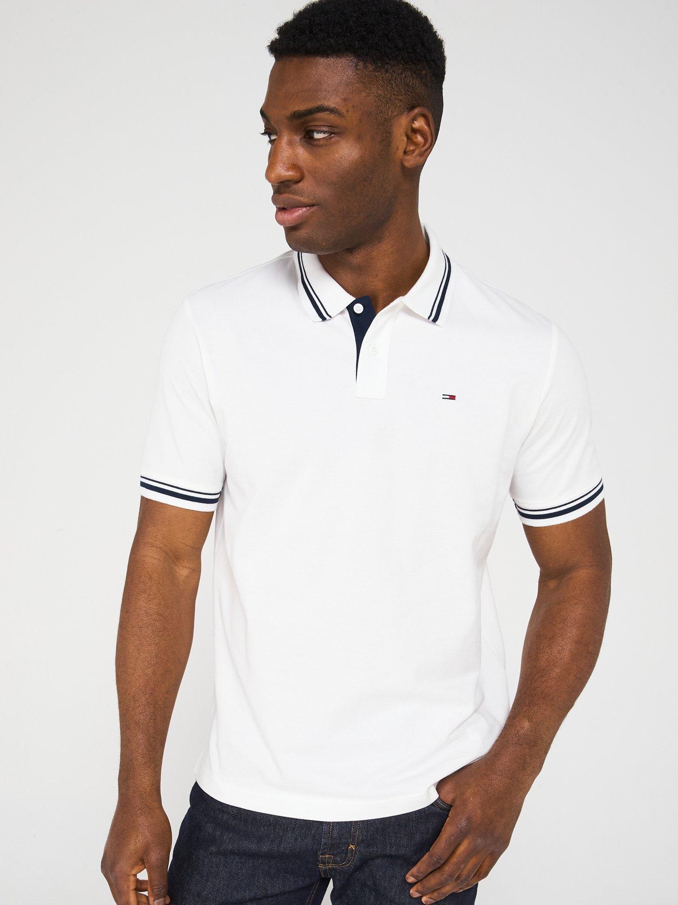 Image 1 of 4 of Tommy Jeans Regular Fit Tipped Polo Shirt - Beige