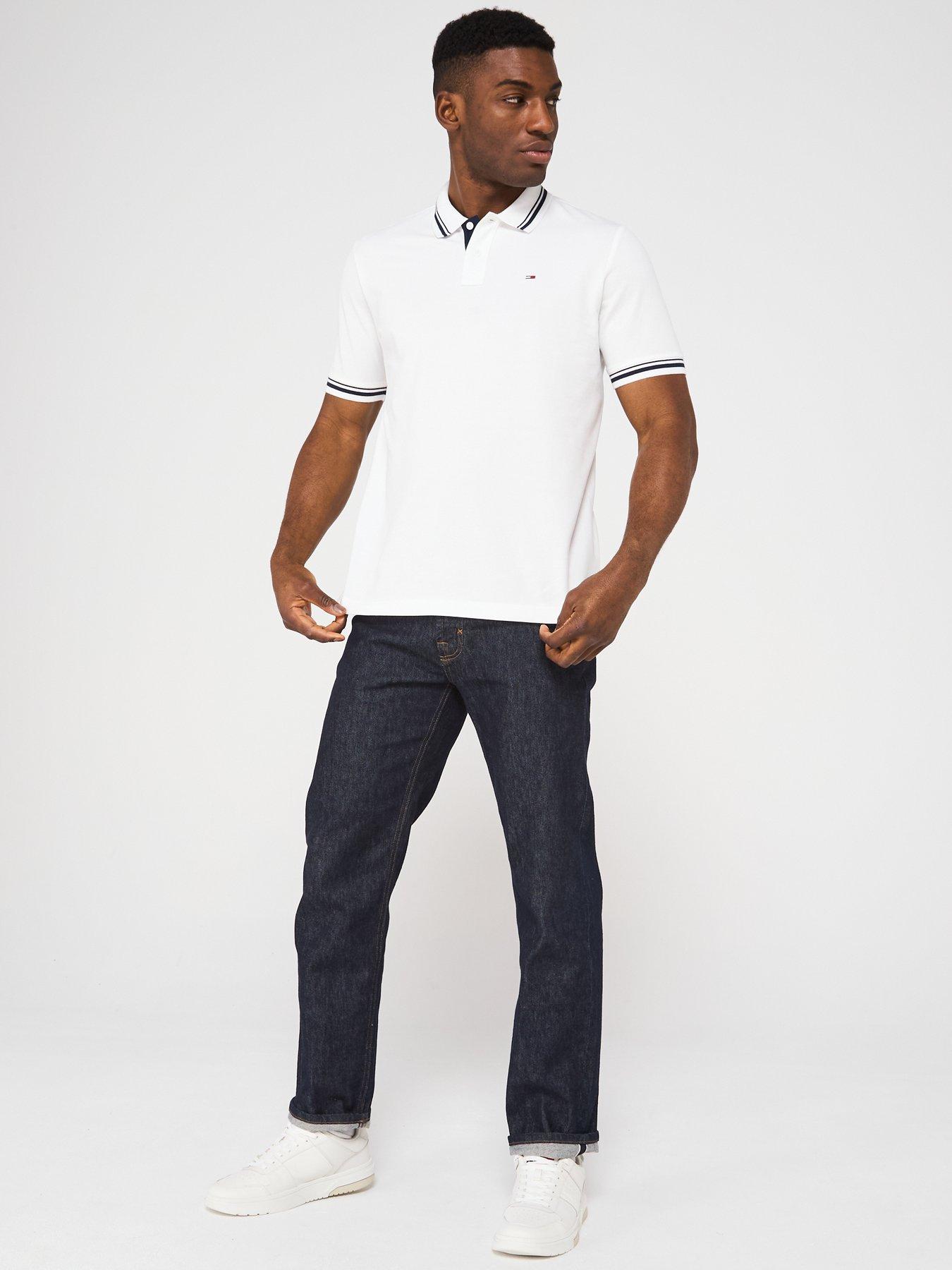 Image 3 of 4 of Tommy Jeans Regular Fit Tipped Polo Shirt - Beige