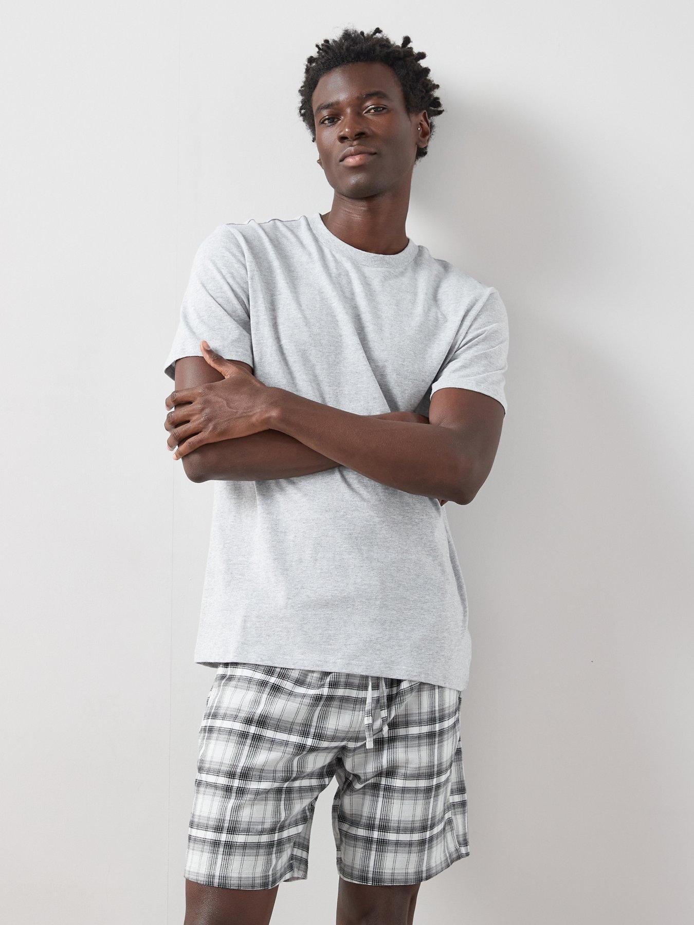 very-man-cosy-checked-short-pyjama-set-blackgrey