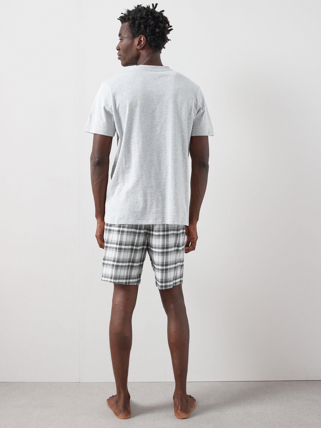 very-man-cosy-checked-short-pyjama-set-blackgreystillFront
