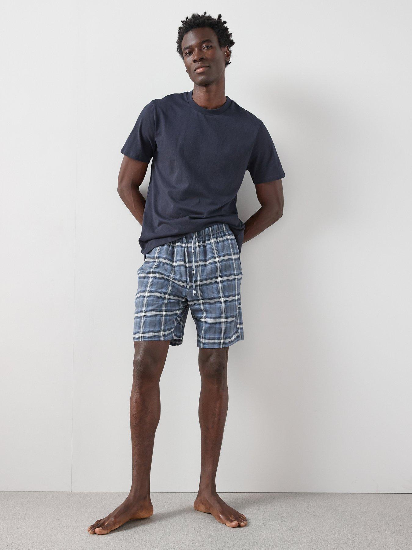 very-man-cosy-checked-short-pyjama-set-bluefront