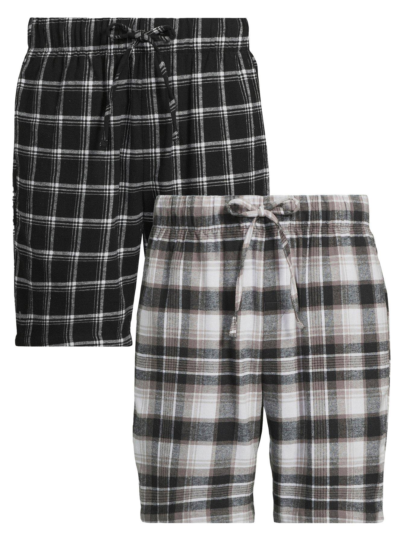 Image 1 of 6 of Very Man Cotton Rich 2 Pack Pyjama Shorts - Black/grey