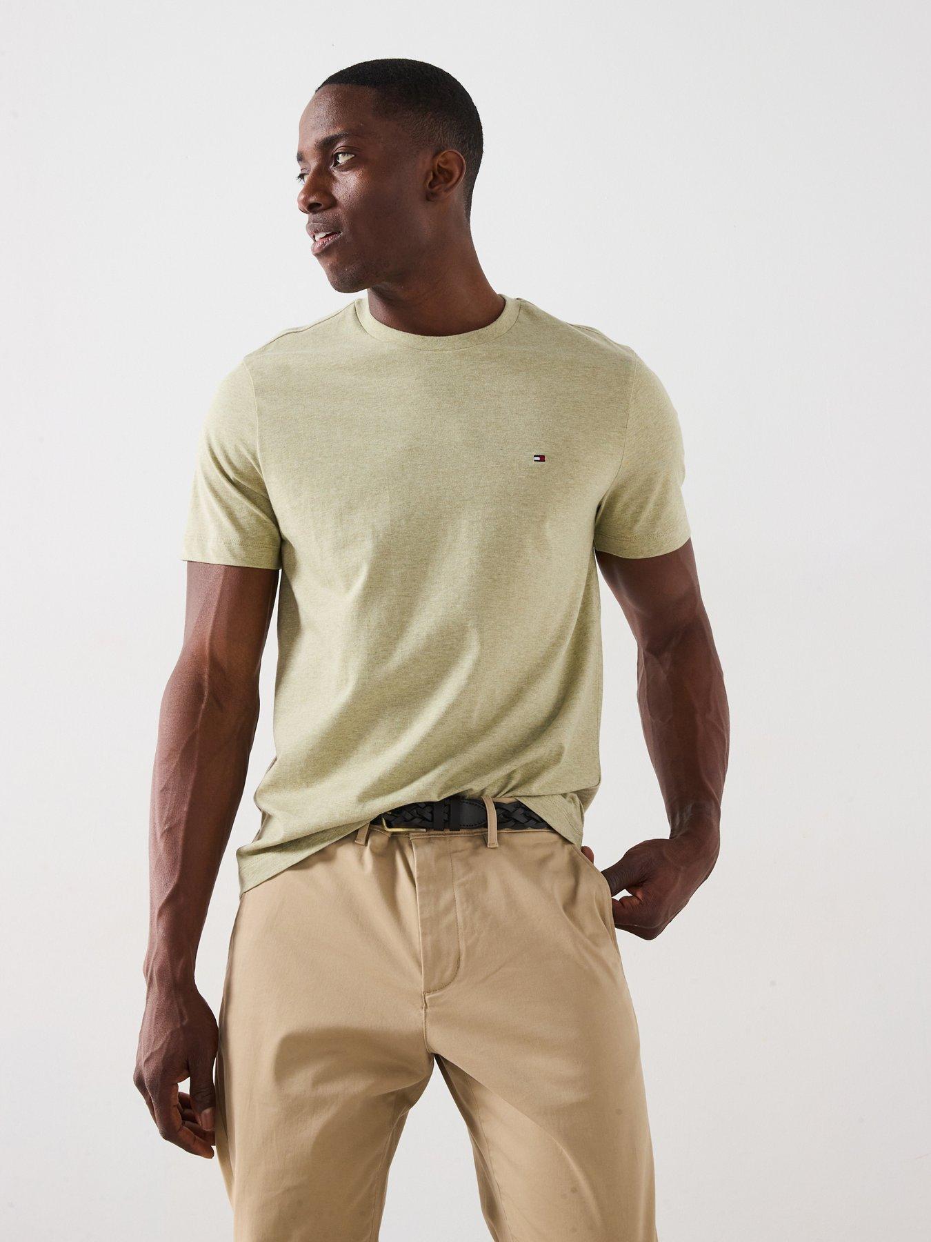 Tommy Hilfiger Regular Fit Essential Flag Logo Heather T-Shirt - Light Green