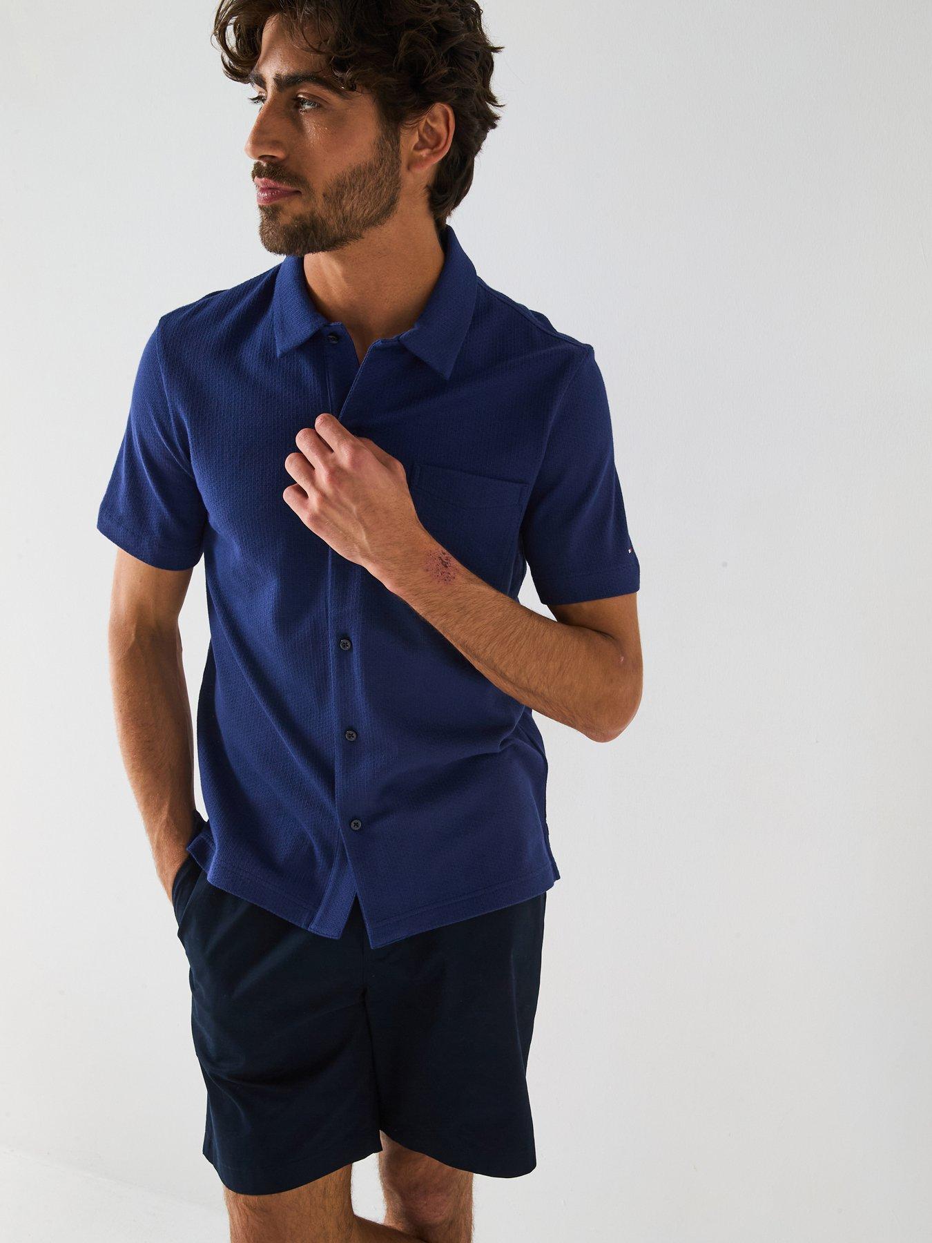 Tommy Hilfiger Regular Fit Pique Short Sleeve Shirt - Navy