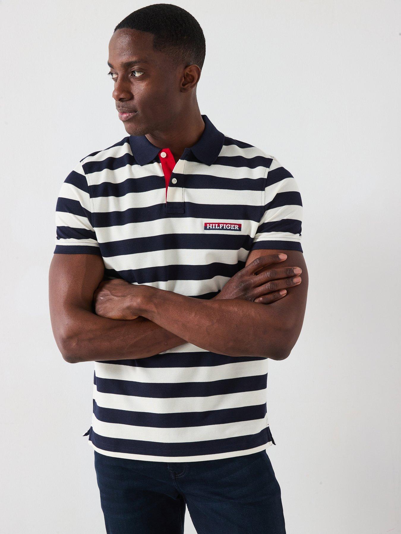 undefined Stripe Regular Fit Polo Shirt - Navy
