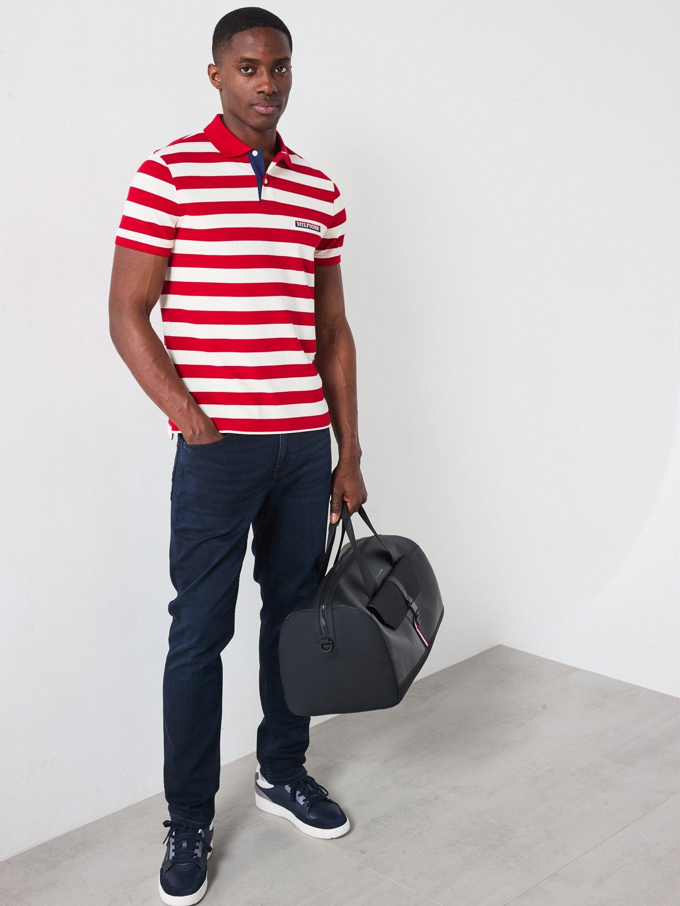 Image 3 of 6 of Tommy Hilfiger Stripe Regular Fit Polo Shirt - Red