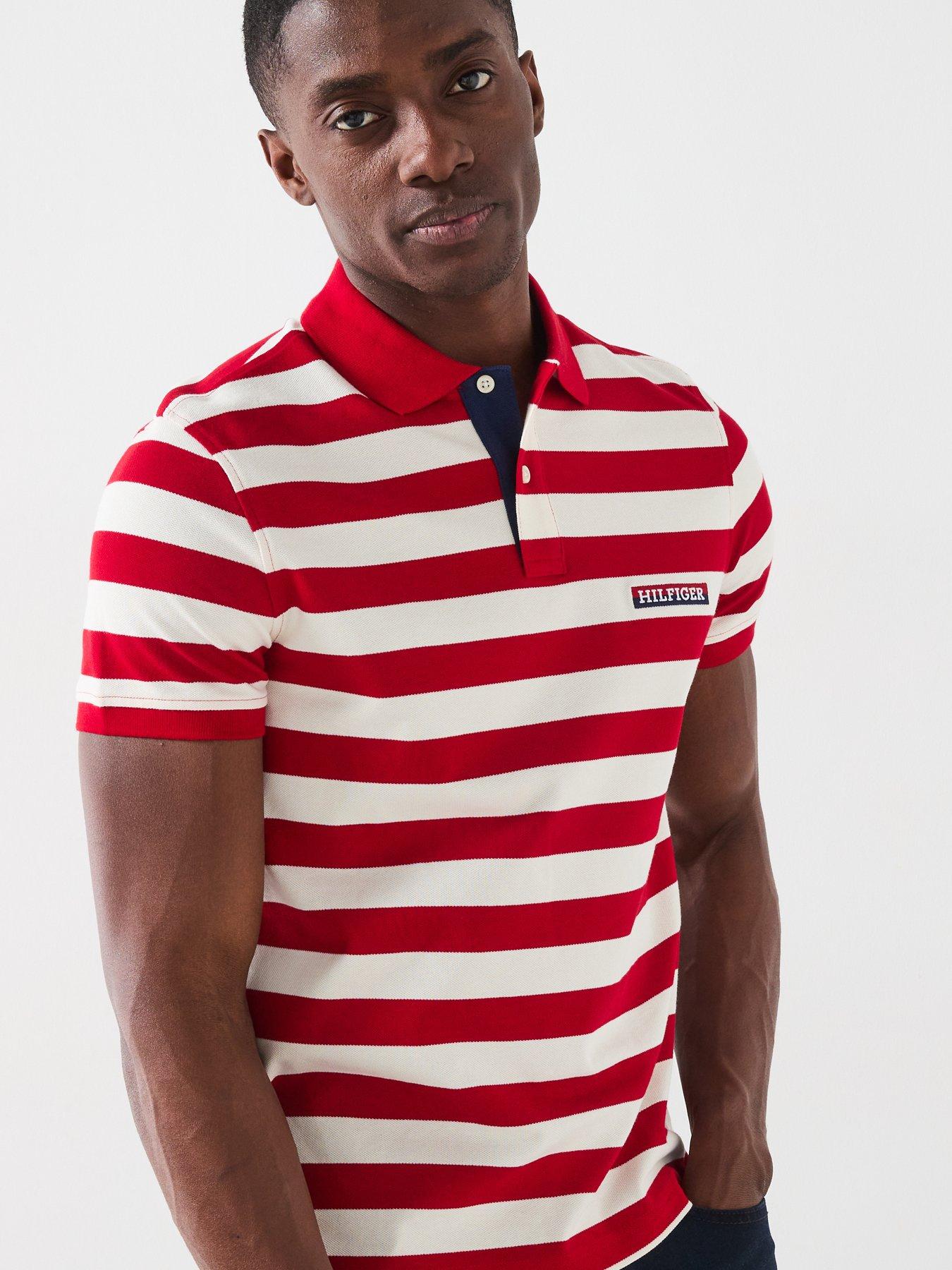 Image 4 of 6 of Tommy Hilfiger Stripe Regular Fit Polo Shirt - Red