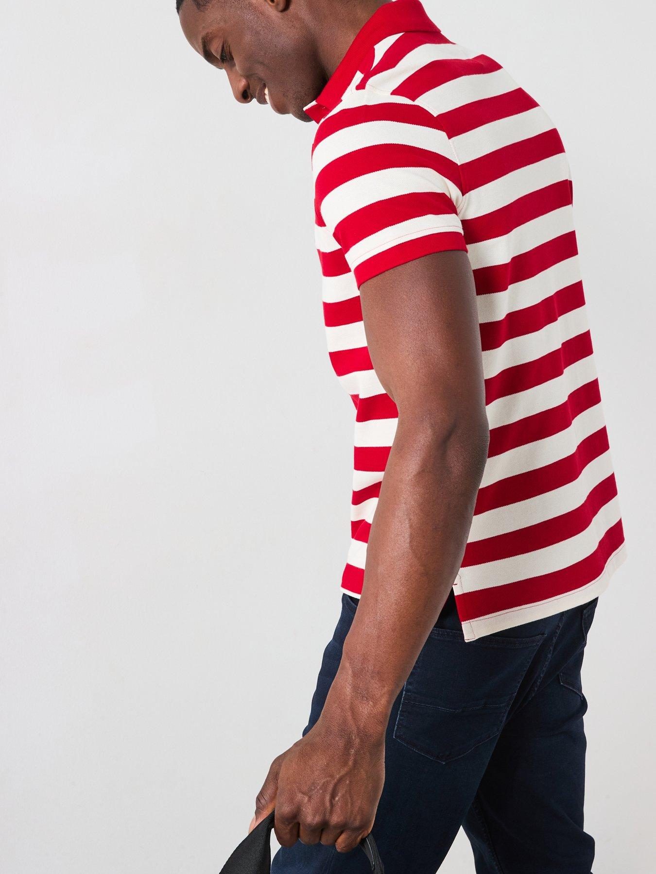Image 5 of 6 of Tommy Hilfiger Stripe Regular Fit Polo Shirt - Red