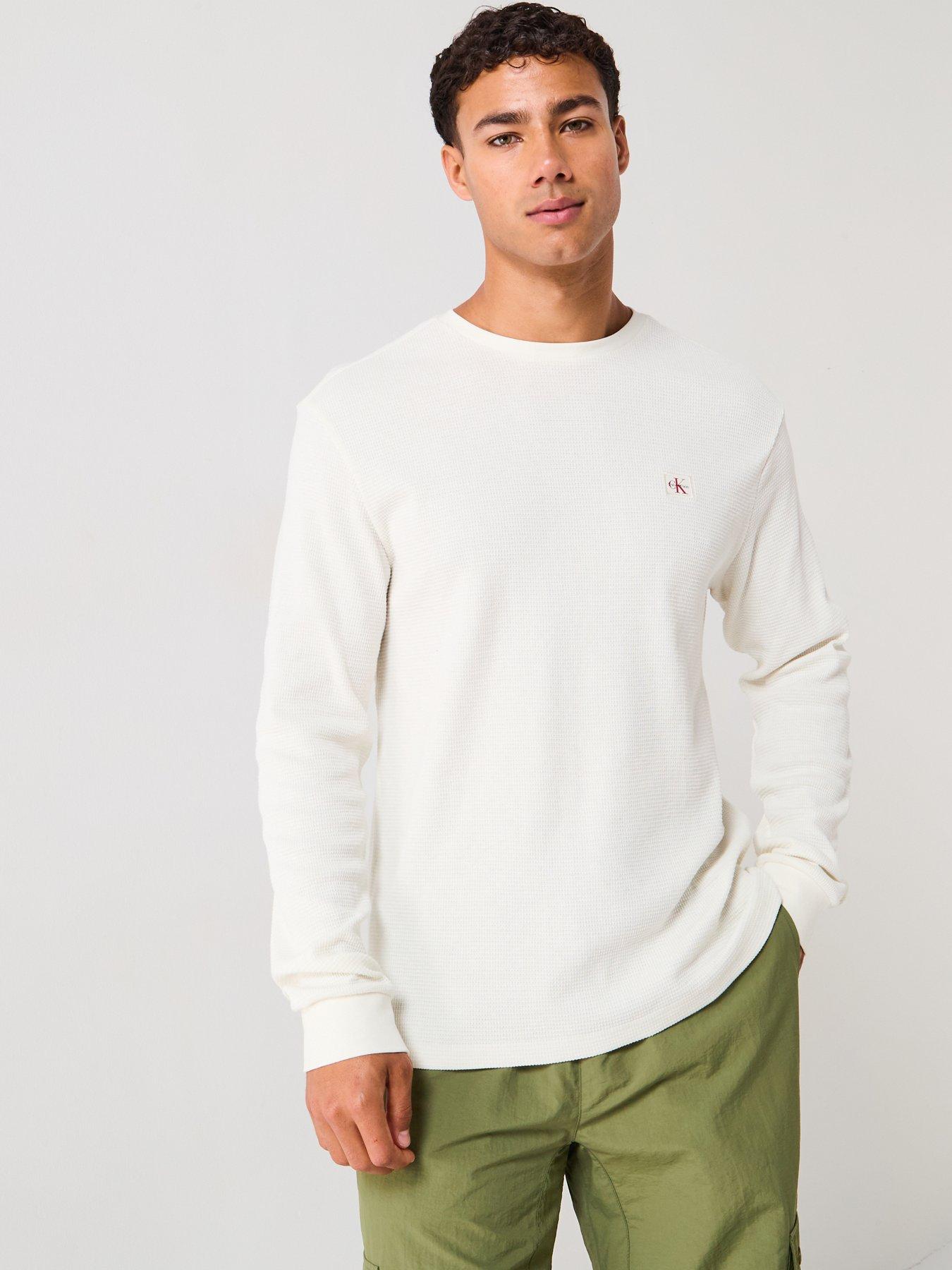 calvin-klein-jeans-left-chest-woven-badge-waffle-long-sleeve-t-shirt-off-white