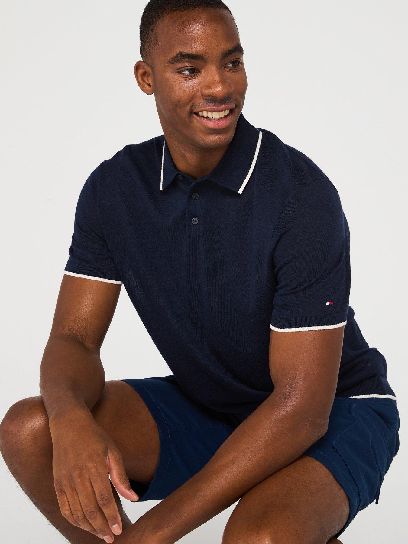 tommy-hilfiger-linen-knitted-short-sleeve-polo-shirt-navydetail