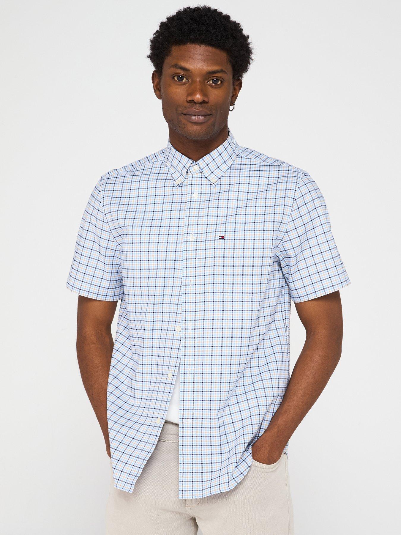 undefined Check Oxford Regular Fit Short Sleeve Shirt - Blue