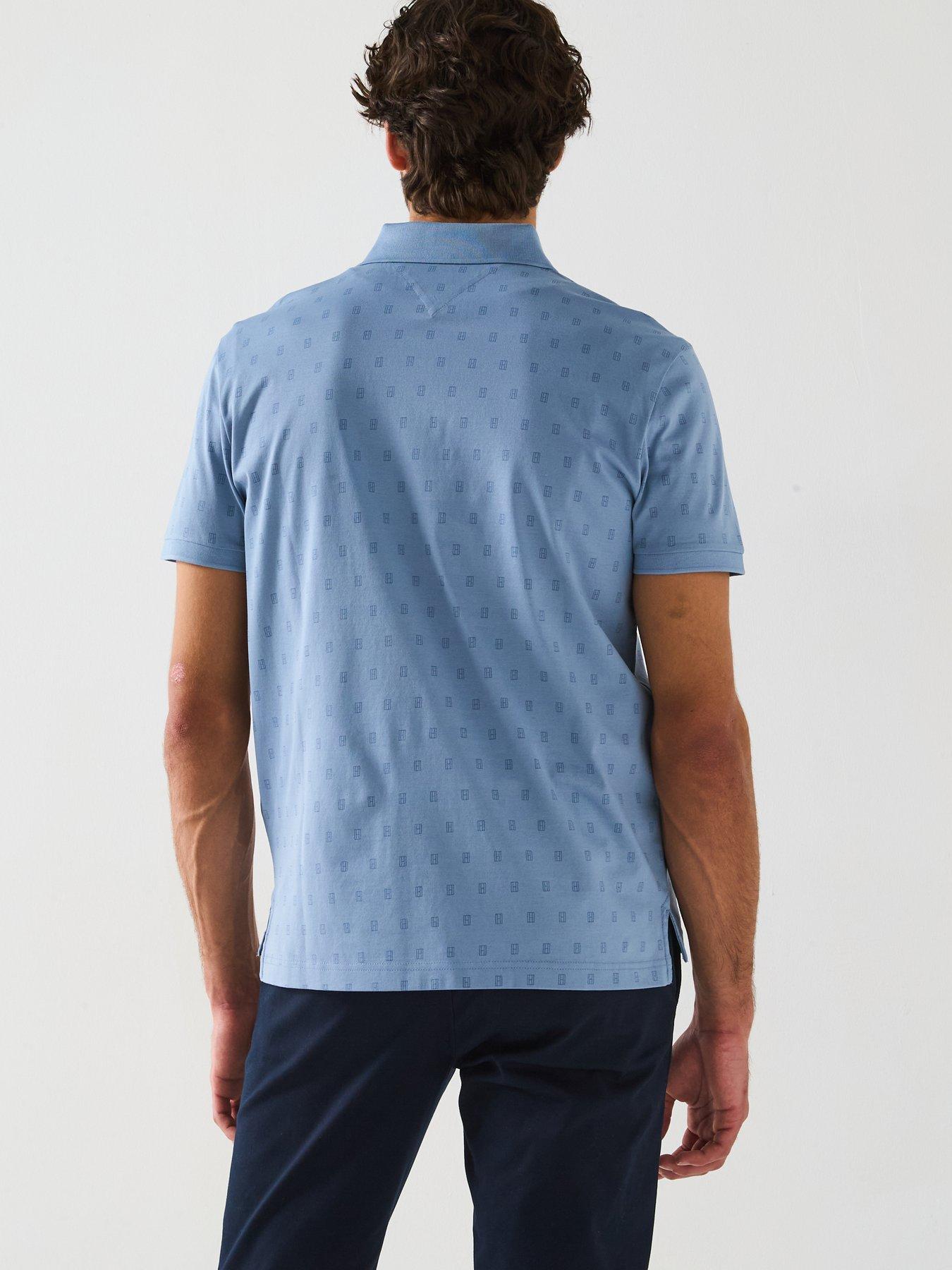 Image 2 of 6 of Tommy Hilfiger All Over Print Interlock Regular Fit Polo Shirt - Light Blue