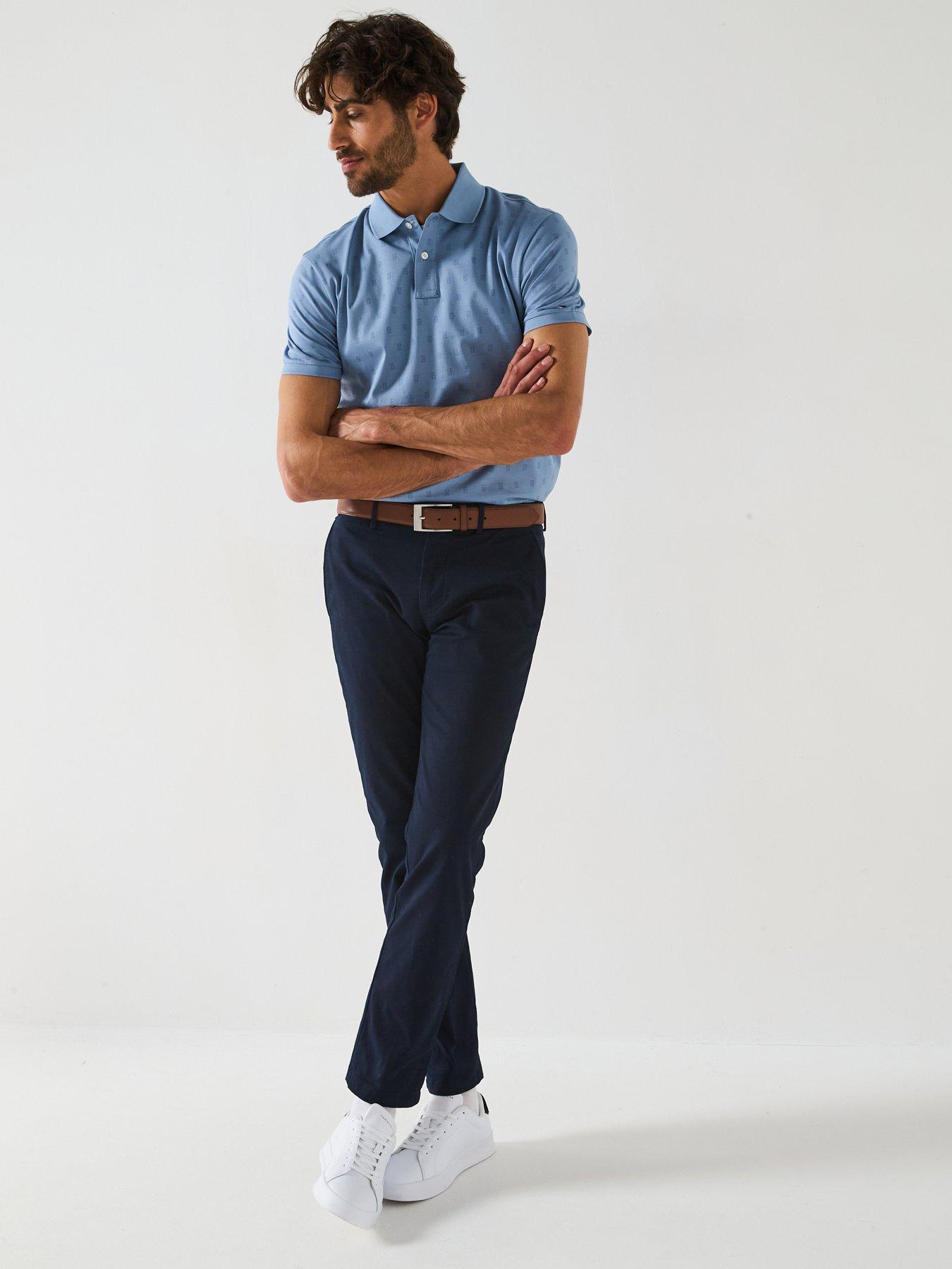 Image 3 of 6 of Tommy Hilfiger All Over Print Interlock Regular Fit Polo Shirt - Light Blue