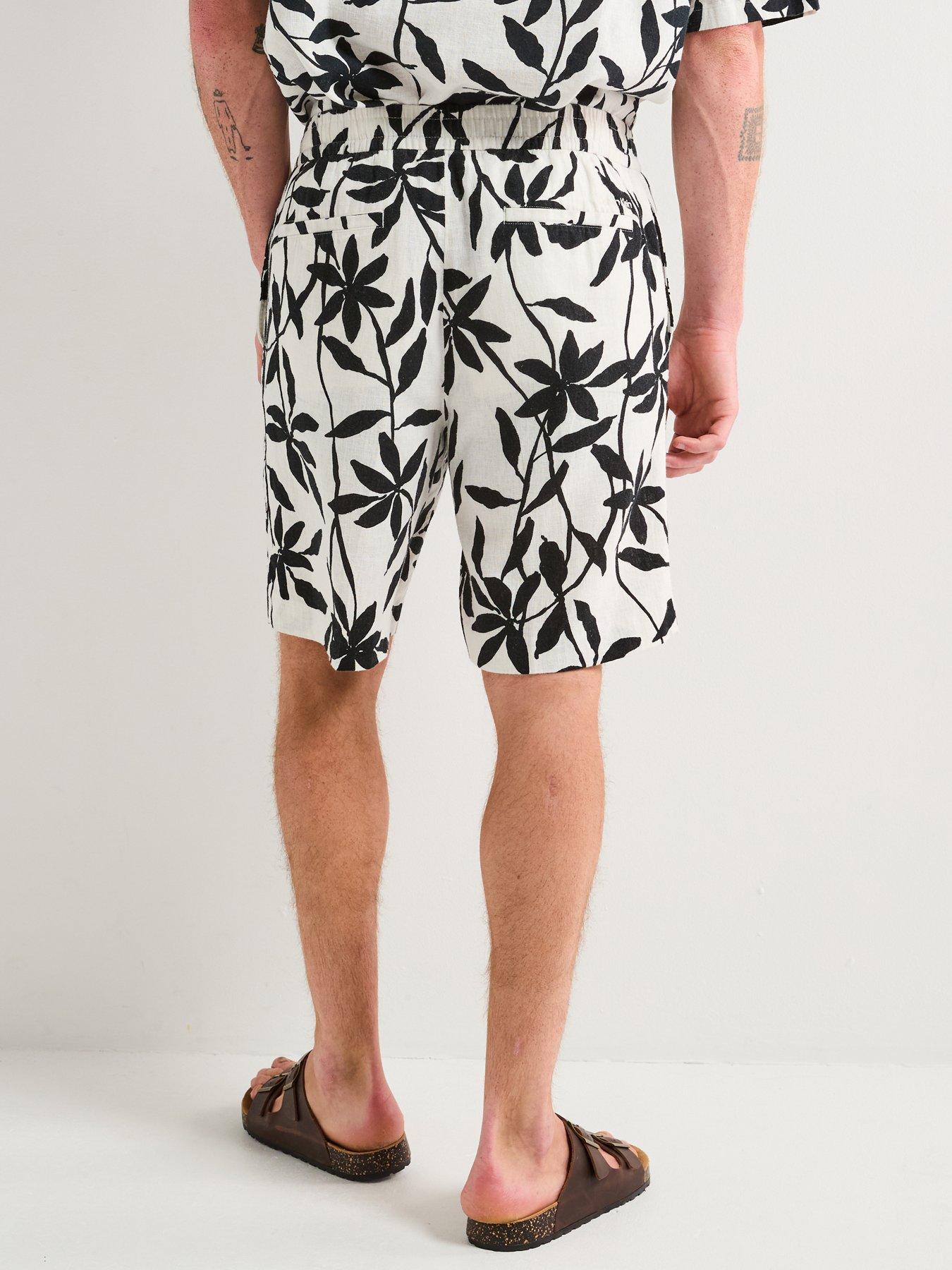 calvin-klein-calvin-klein-linen-printed-pull-on-shorts-whitestillFront